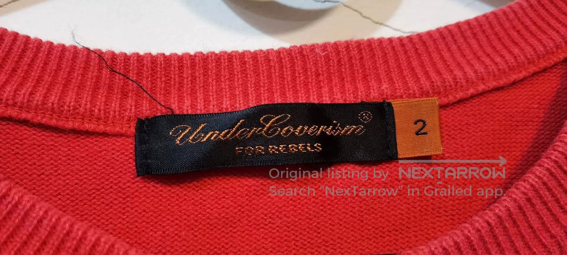 Undercover red long sleeve knit sweater with zigzag design. Size US S / EU 44-46 / 1 - 5 Thumbnail