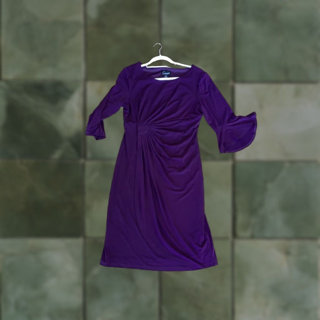 Vintage Womens Connected Apparel Purple Size Dress Fitted w/ Bell Sleeves Dress Size XL / US 12-14 / IT 48-50 - 1 Thumbnail