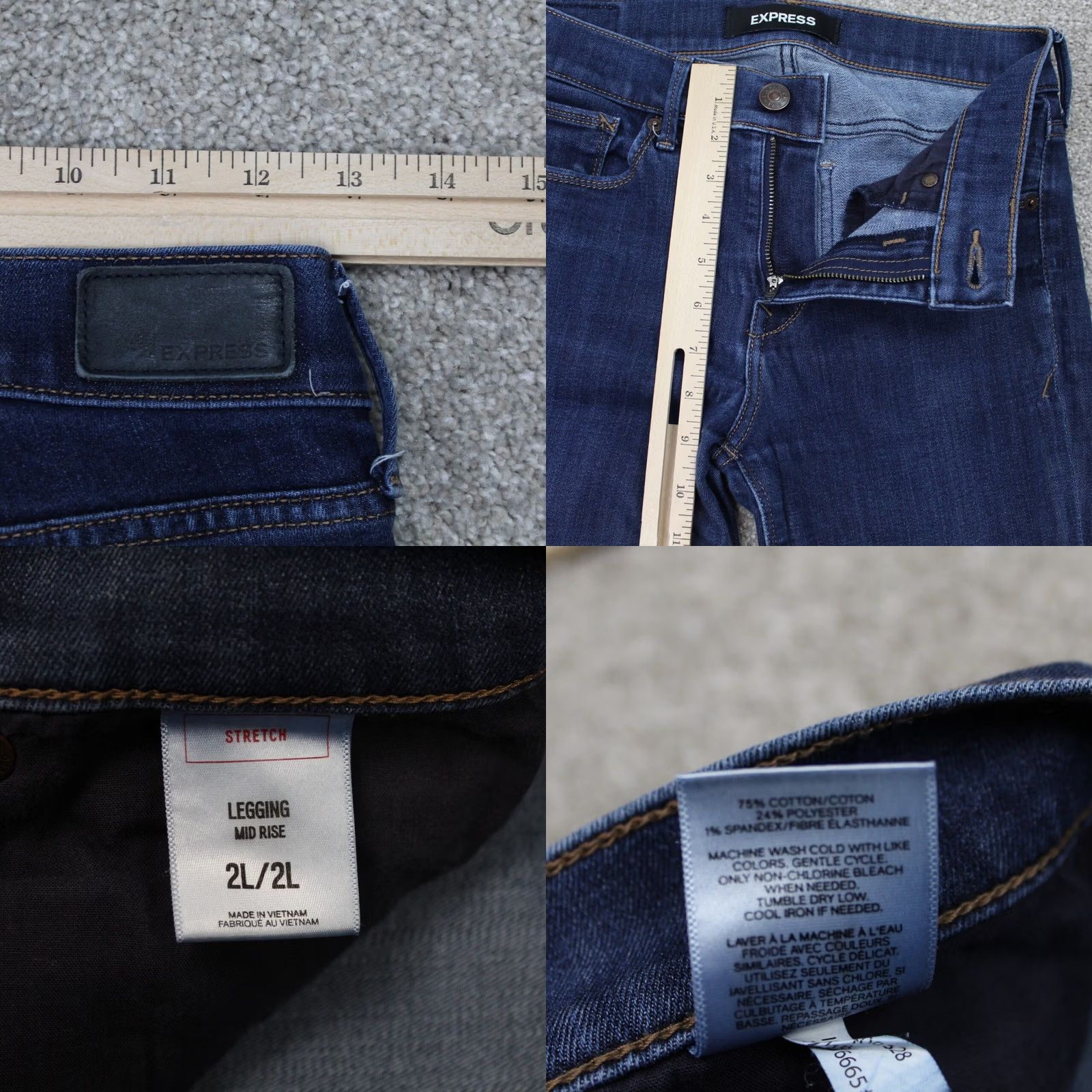 Express Express Jeans Womens 2L/2L Mid Rise Jegging Denim Blue Dark Wash 31" Inseam Stretch 90s Style Size 26" / US 2 / IT 38 - 8 Thumbnail