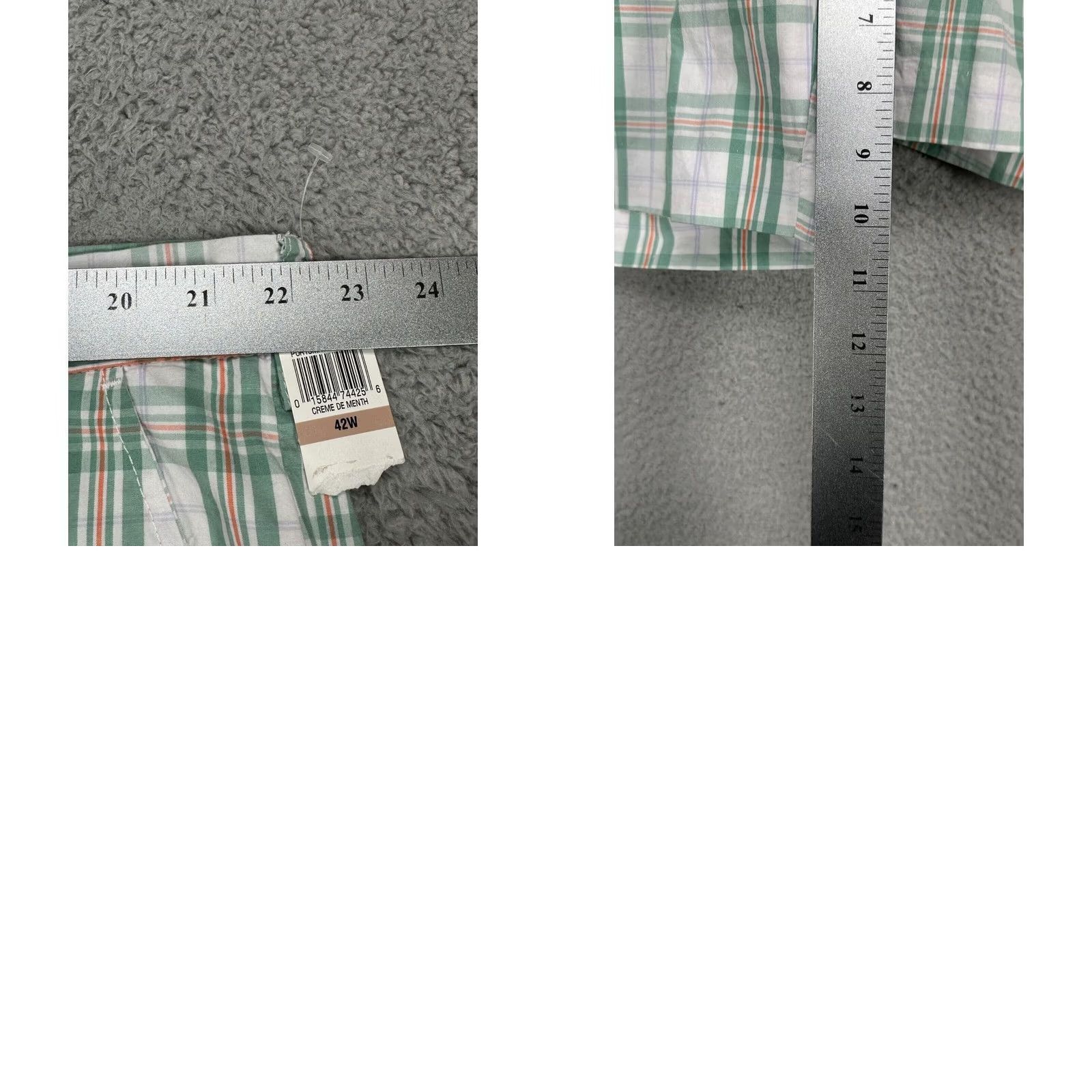 Izod IZOD Khaki Chino Shorts Mens 42X10.5 Green White Plaid Portsmith Flat Front NEW Size US 42 / EU 58 - 8 Thumbnail