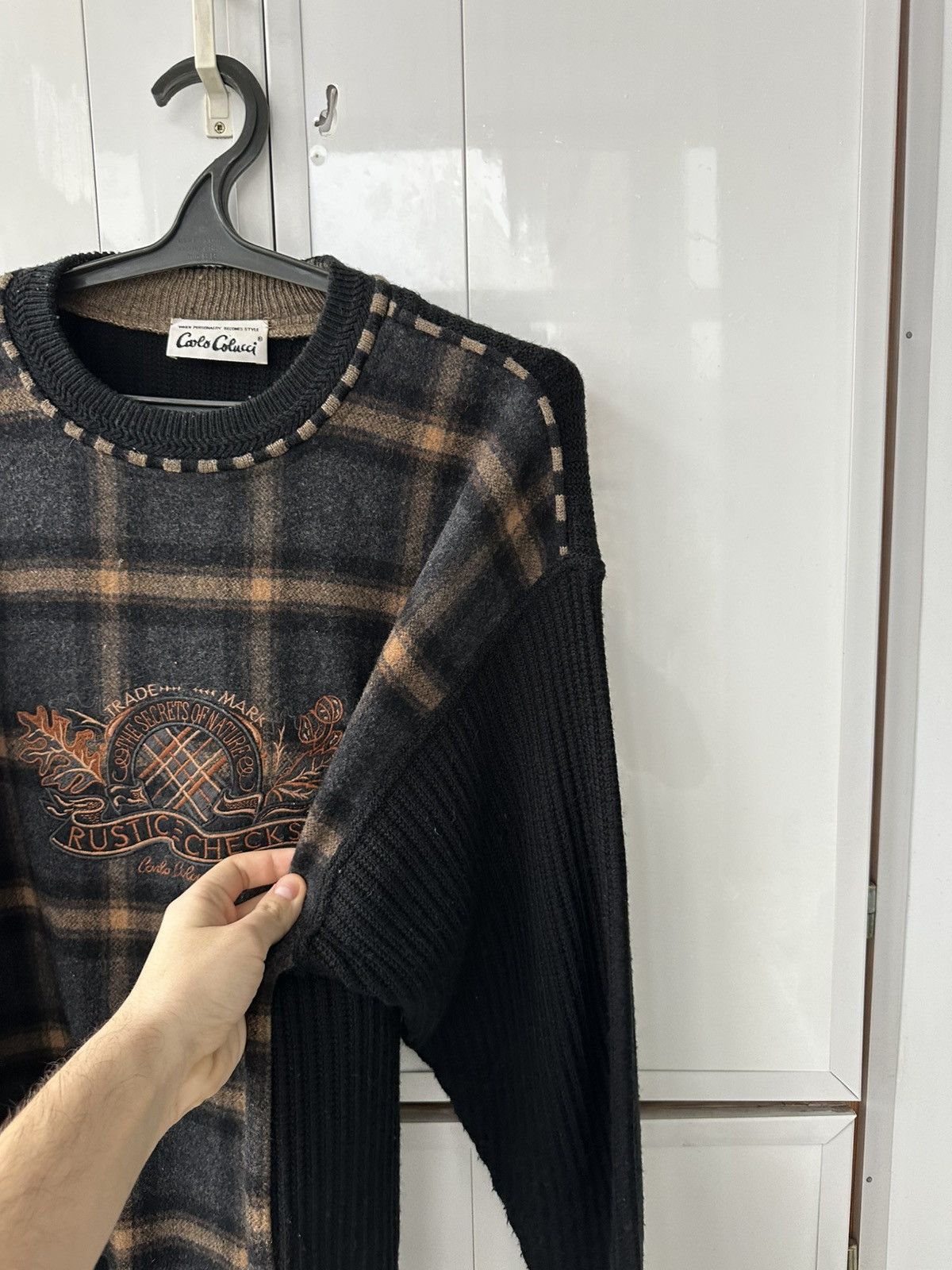 Carlo Colucci Vintage Carlo Colucci Knit Sweater Patchwork Brown Size US L / EU 52-54 / 3 - 7 Thumbnail