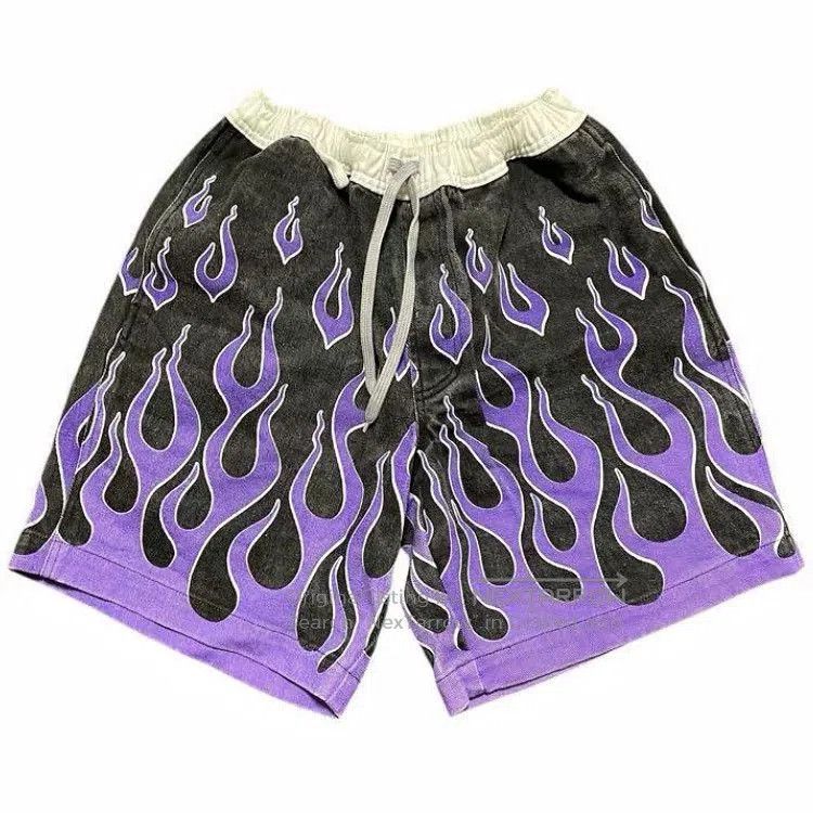 VINNY's Purple Flame Print Easy Short Pants. Size US 30 / EU 46 - 1 Thumbnail