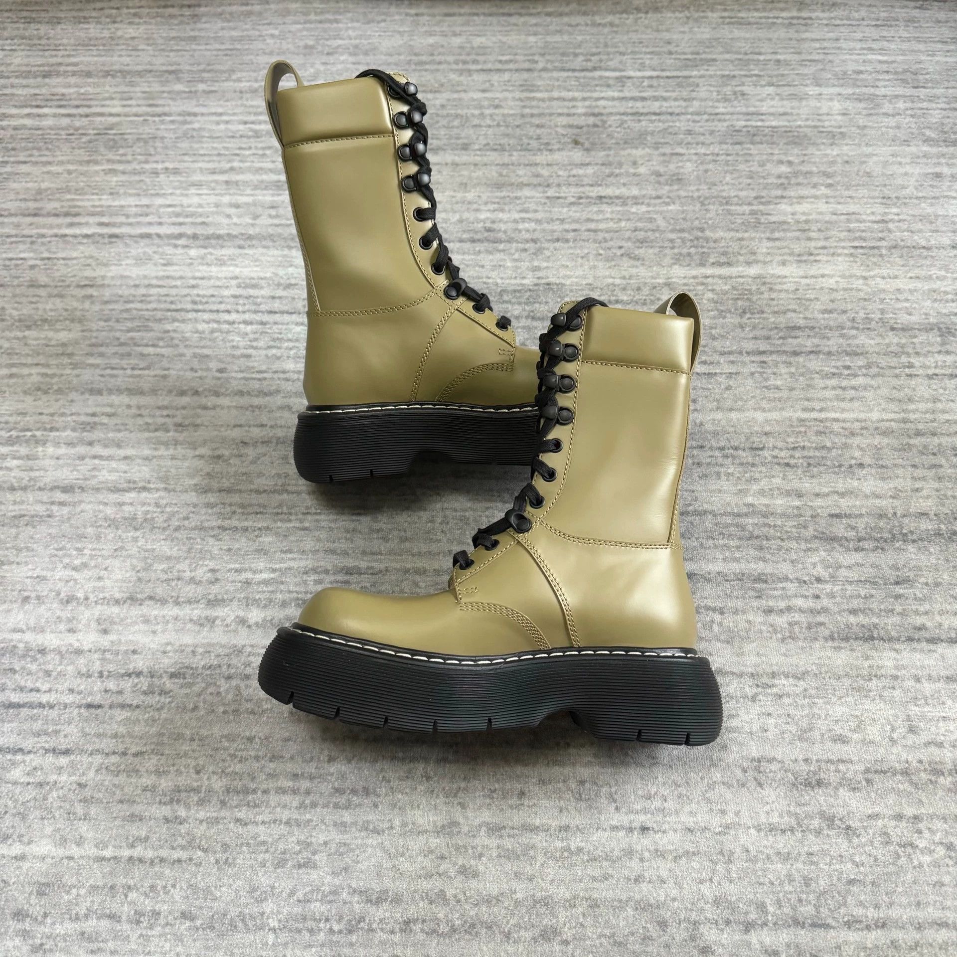 Bottega Veneta BV Swell Tall Platform Combat Boots - Avocado 36 Size US 5.5 / IT 35.5 - 4 Thumbnail