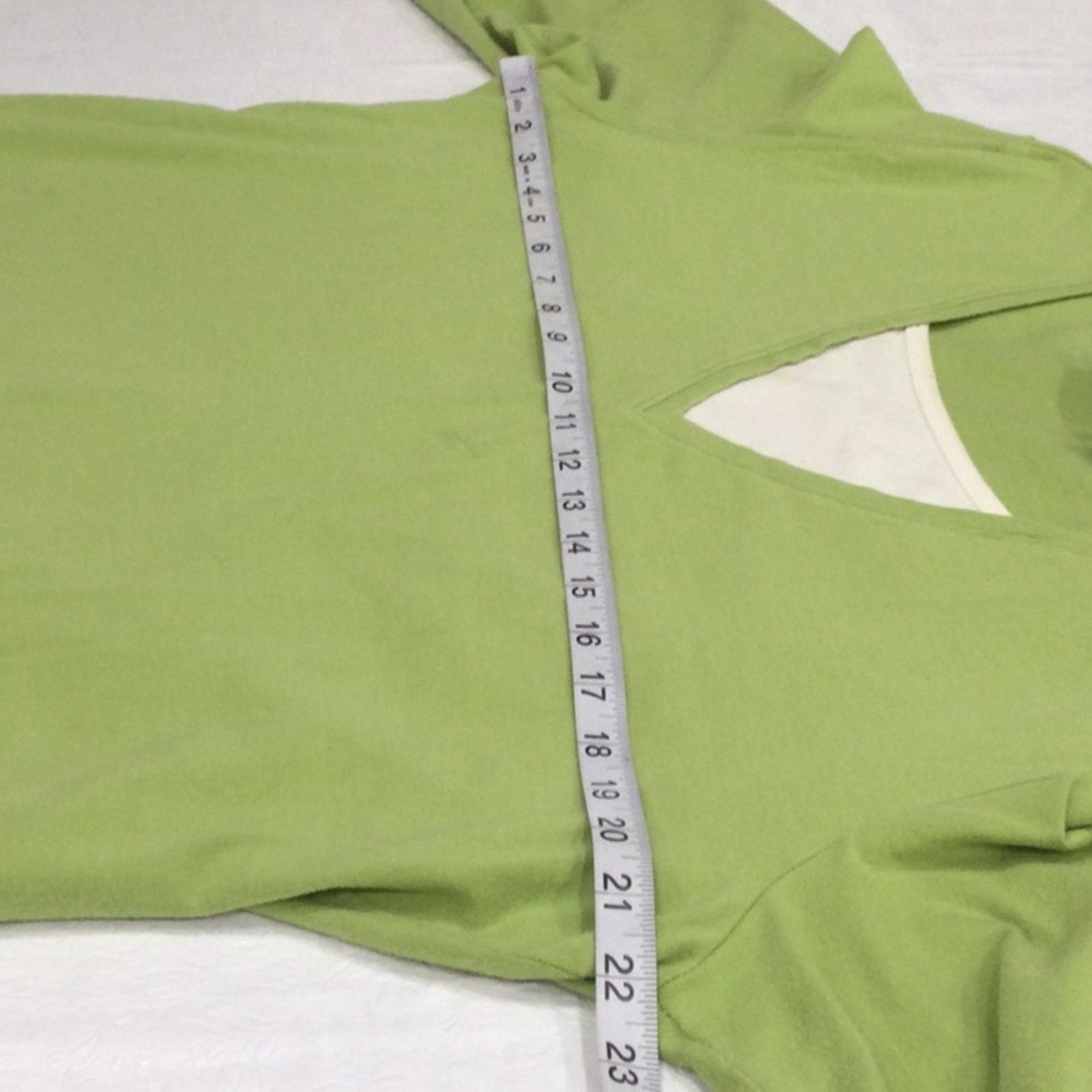 Chicos Chico's Green &White V-Neck 3/4 Sleeve Pullover Top 3/XL/16 Size XL / US 12-14 / IT 48-50 - 13 Thumbnail