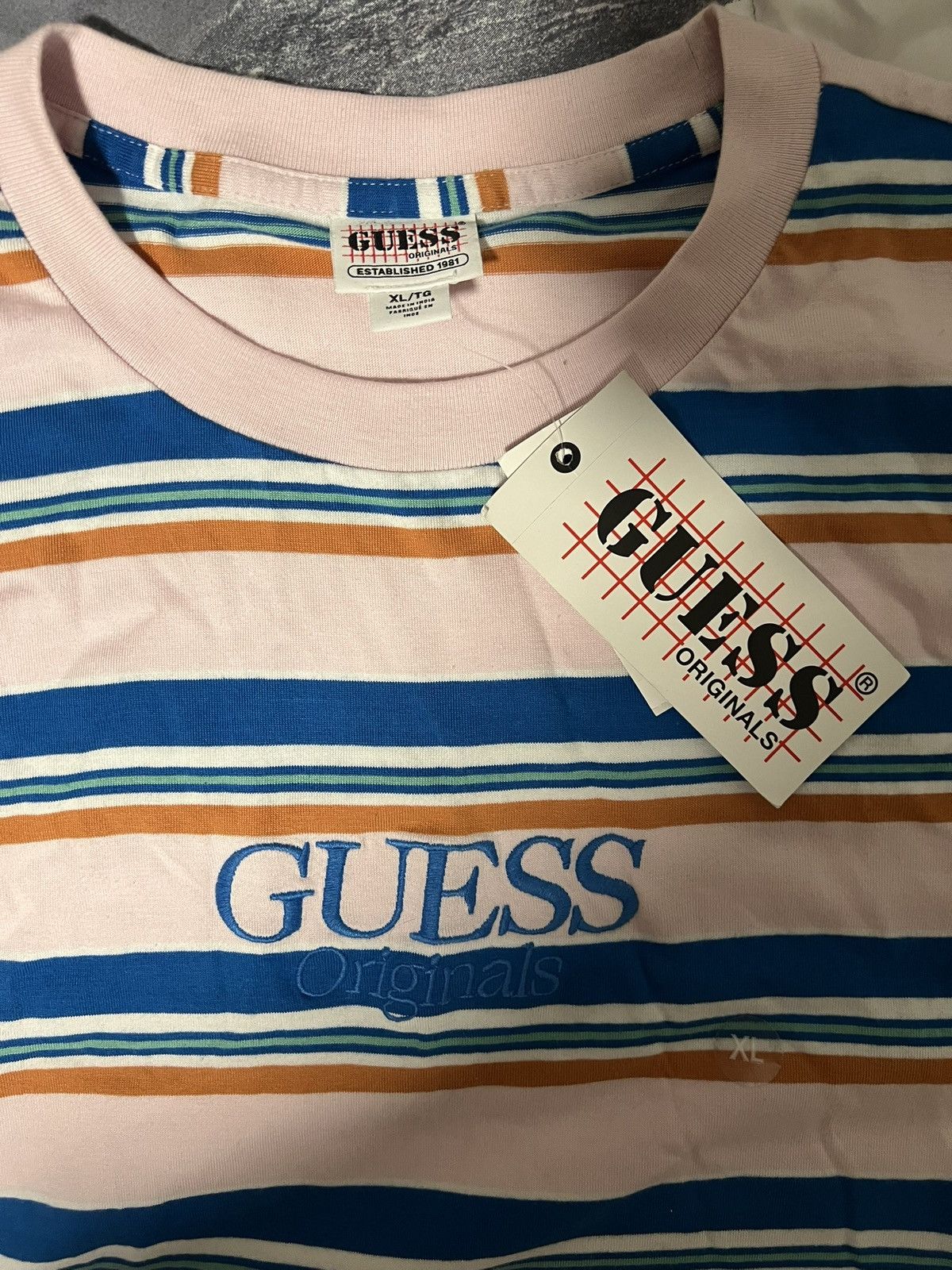 Guess Guess Jeans Pink Striped T Shirt Size US XL / EU 56 / 4 - 3 Thumbnail