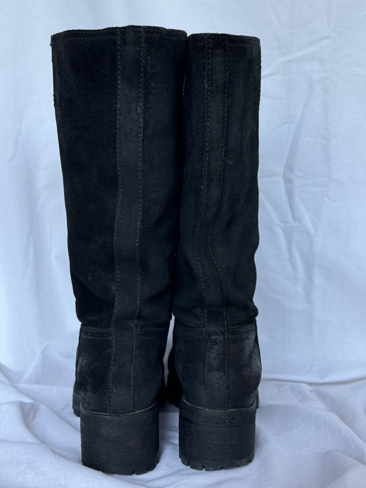 Prada RARE 🚨Prada Vintage Chunky Suede Black Biker Boots Size US 6.5 / IT 36.5 - 5 Thumbnail