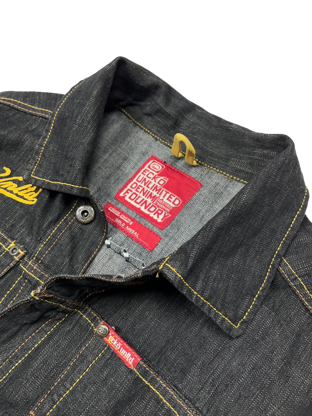 Ecko Unltd. Vintage Ecko Unltd. Denim Jacket Leather Patchwork Rhino Size US S / EU 44-46 / 1 - 3 Thumbnail