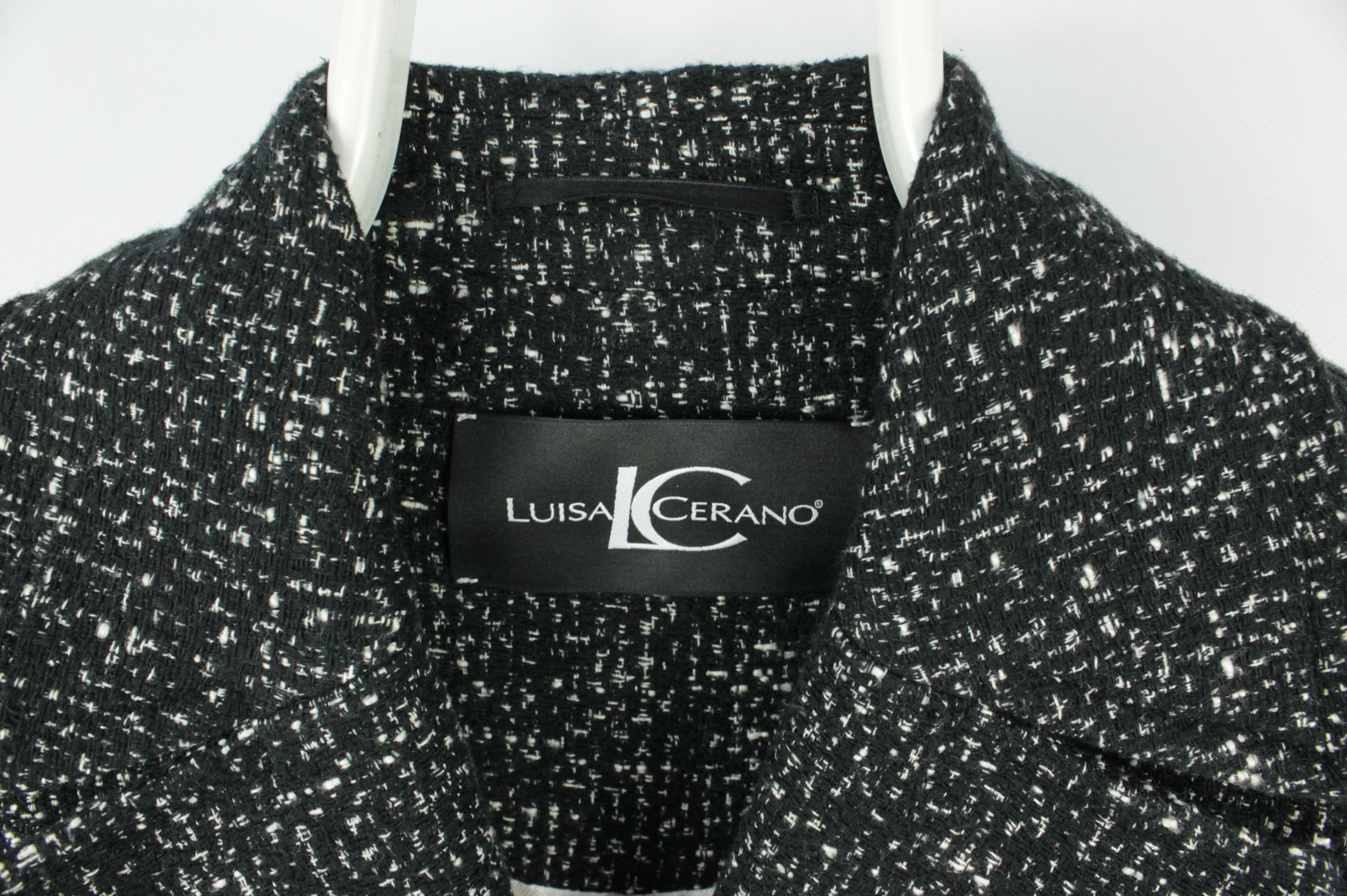 Luisa Cerano Luisa Cerano Tweed Style Black Cotton Oversized Coat Jacket Size M / US 6-8 / IT 42-44 - 3 Thumbnail