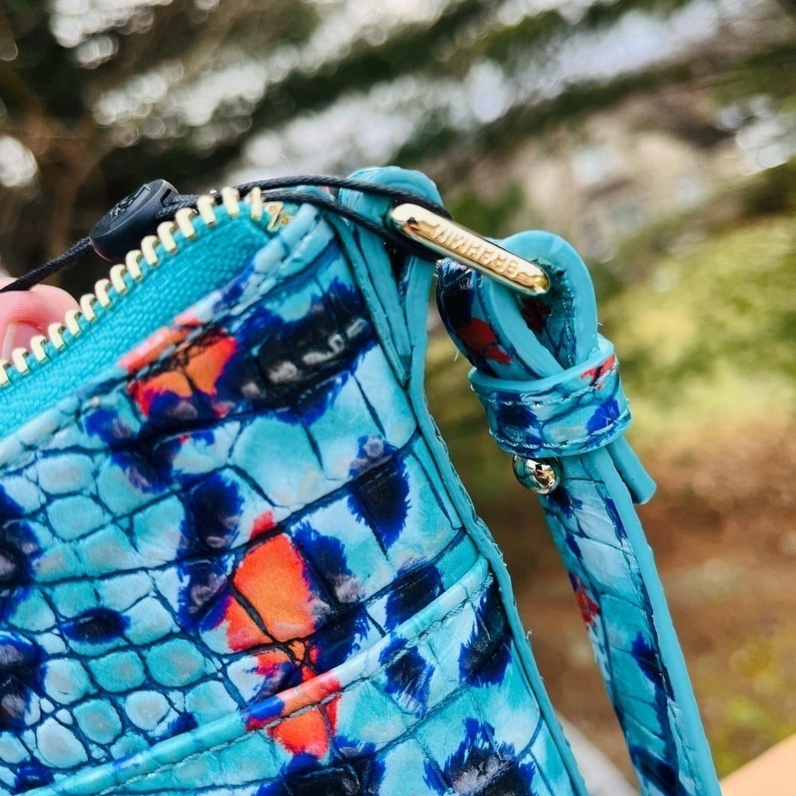 BRAHMIN Brahmin Katie Frisky Melbourne Blue Leopard Crossbody Bag Size ONE SIZE - 6 Thumbnail
