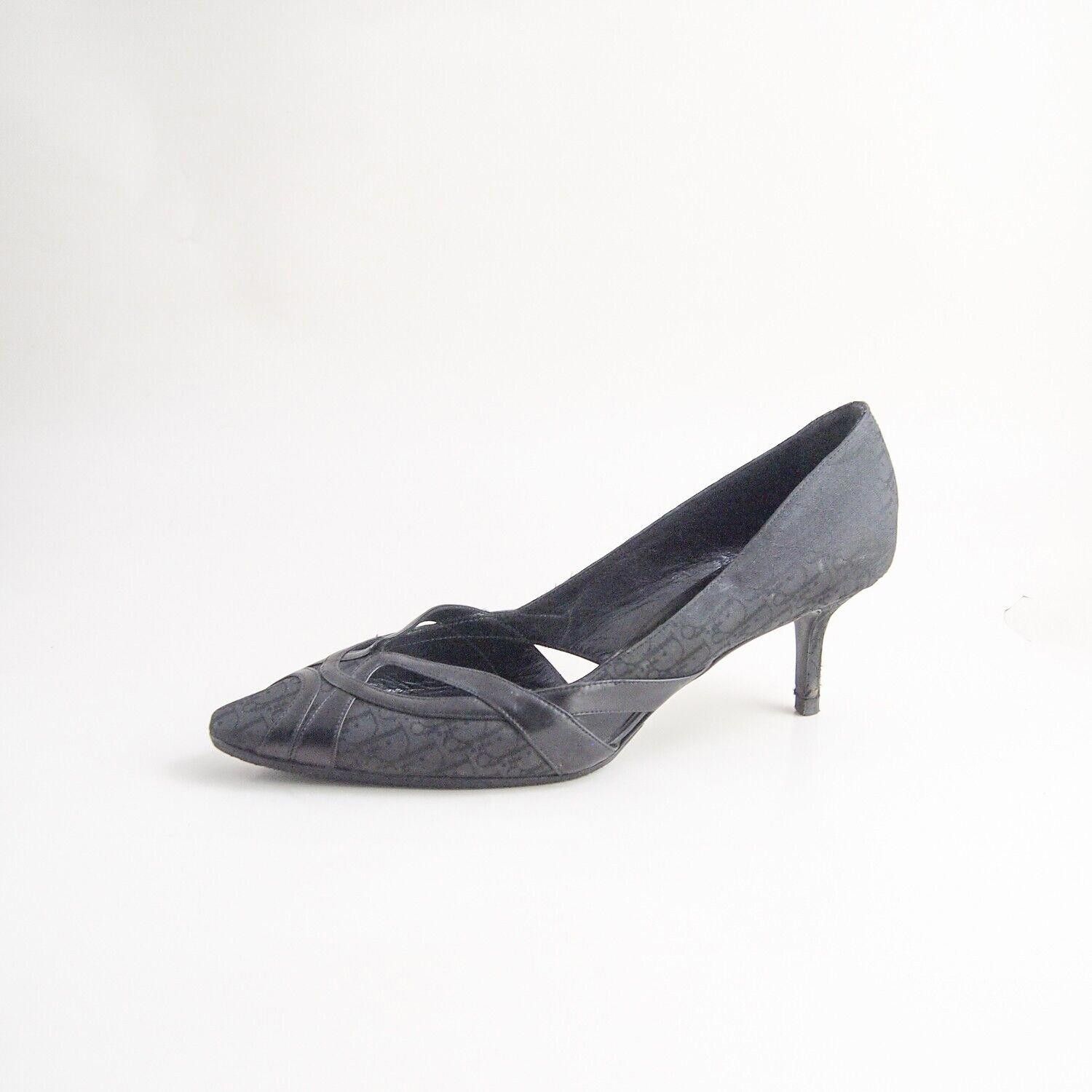 Dior Dior Oblique Heels Black Leather Fabric Womens US 9 EU 39 Size US 9 / IT 39 - 2 Thumbnail