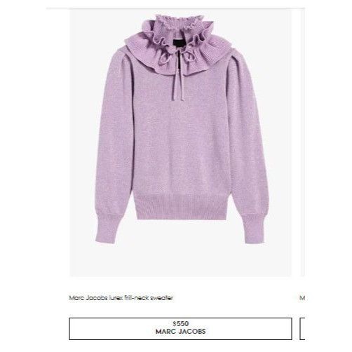 image of Marc Jacobs Lurex Frill-Neck Sweater Runway 2019 Size Xs NWT M in Purple, Women's