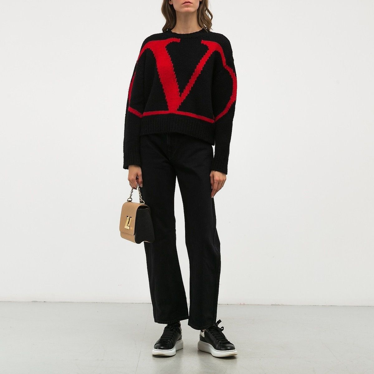 Valentino 🇮🇹 Valentino V Red Logo Wool Alpaca Sweater Rare Retro Size M / US 6-8 / IT 42-44 - 2 Thumbnail