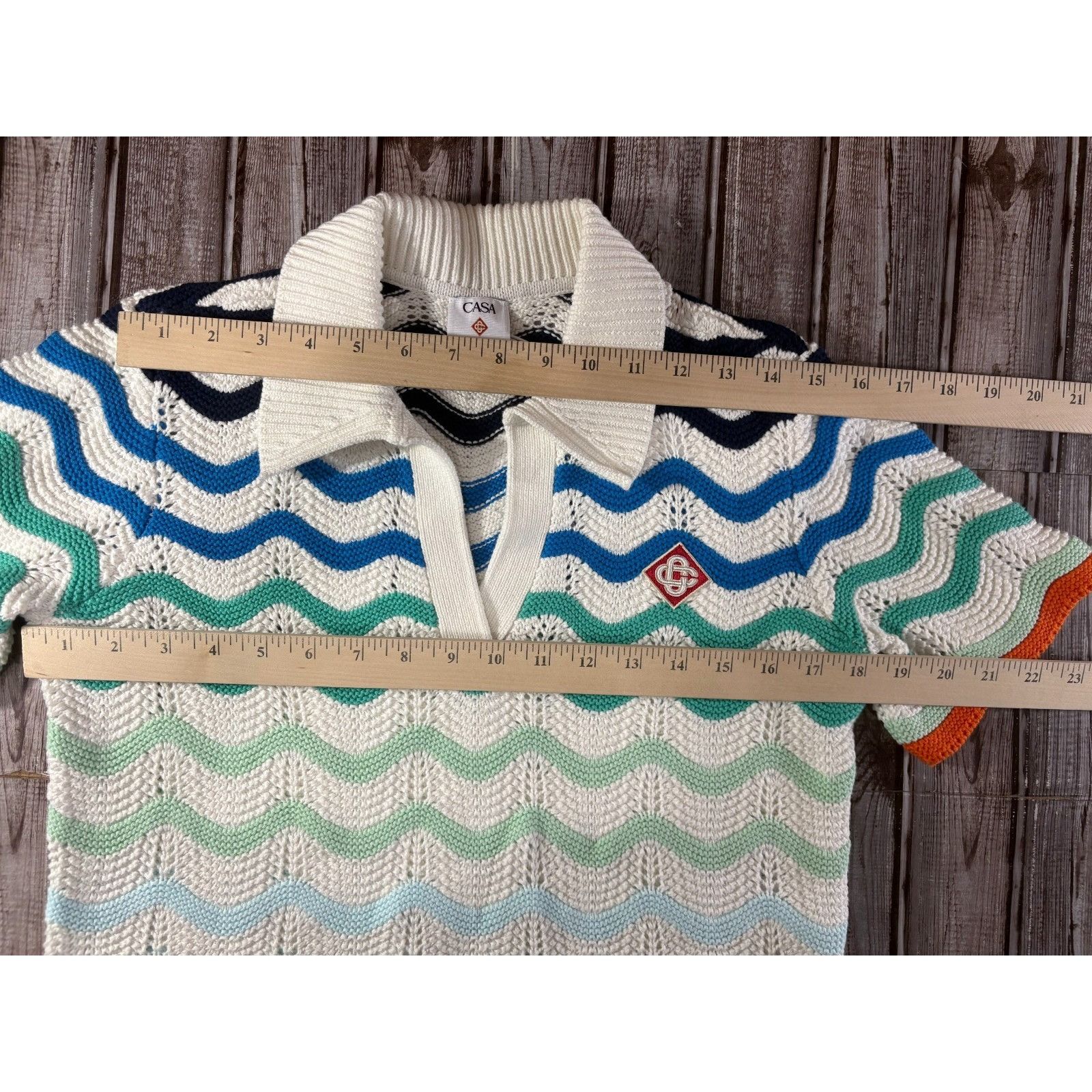 Casablanca CASABLANCA Wavy Crochet Crop Polo Top size XL multicolor NWT Size XL / US 12-14 / IT 48-50 - 11 Thumbnail