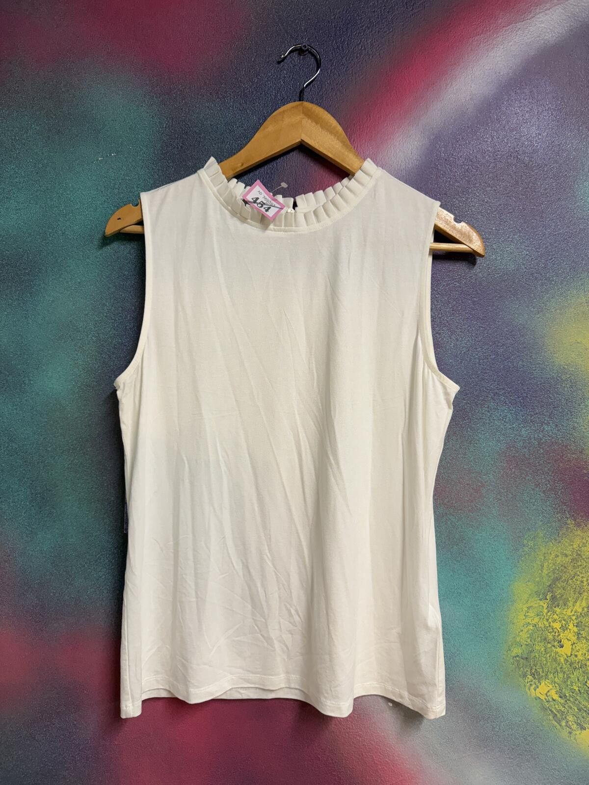Other Hobbs London White Sleeveless Ruffle Mock Neck Top Size M / US 6-8 / IT 42-44 - 1 Thumbnail