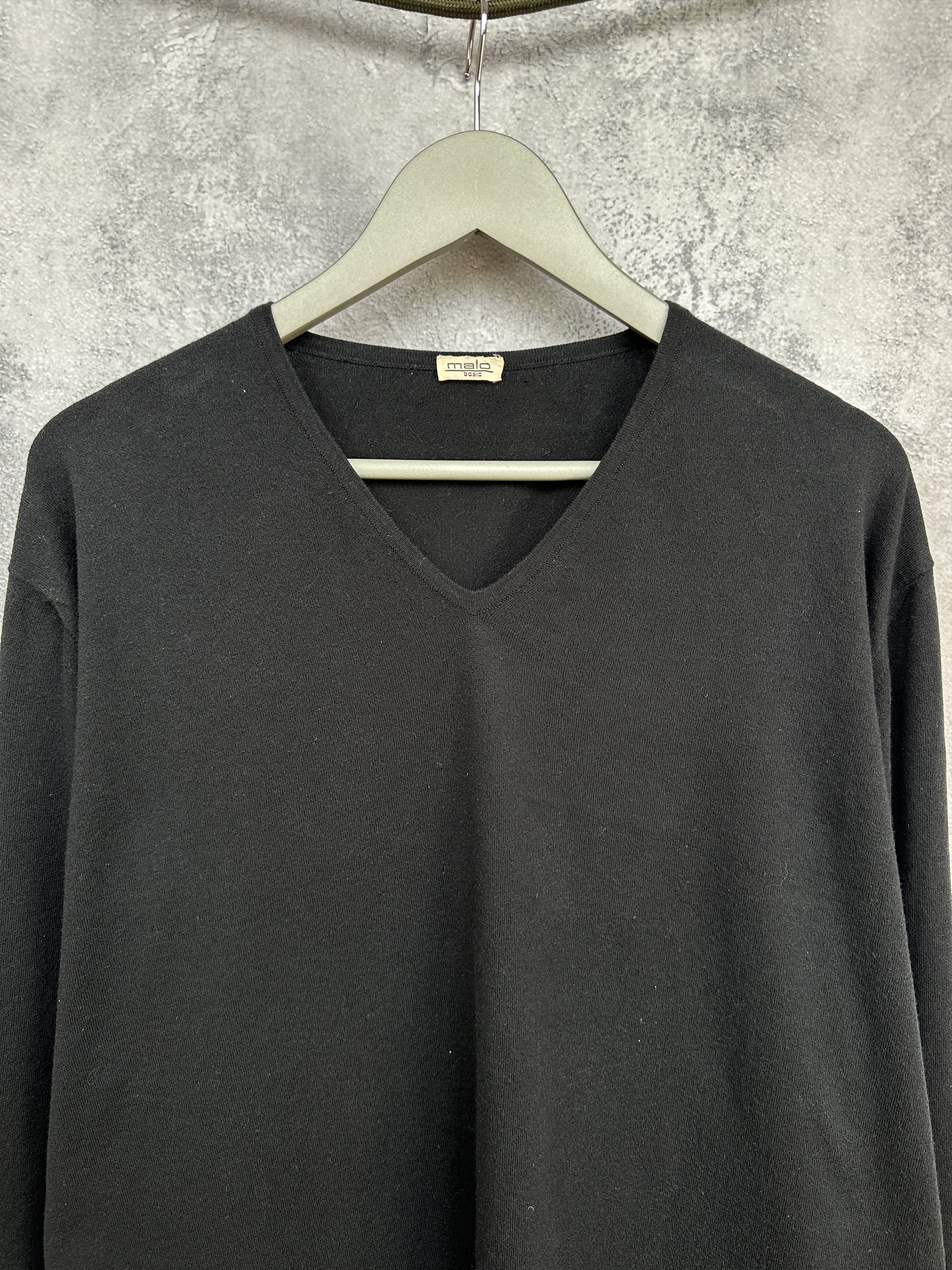 Malo Malo Sweater V-Neck Black Jumper Cotton Blend LS Pullover Size US XXL / EU 58 / 5 - 4 Thumbnail