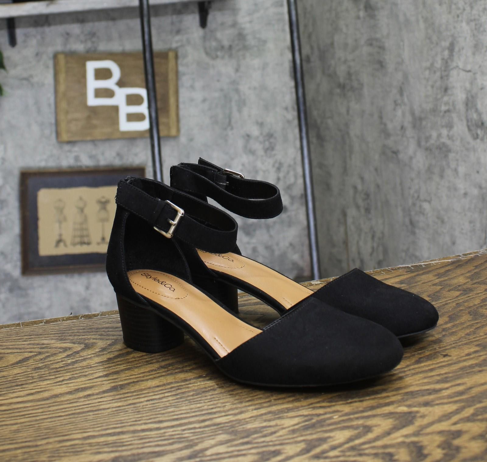 Style & Co Style & Co Stacked Heel Dress Pumps Black Microsuede 8.5m Size US 8.5 / IT 38.5 - 1 Thumbnail