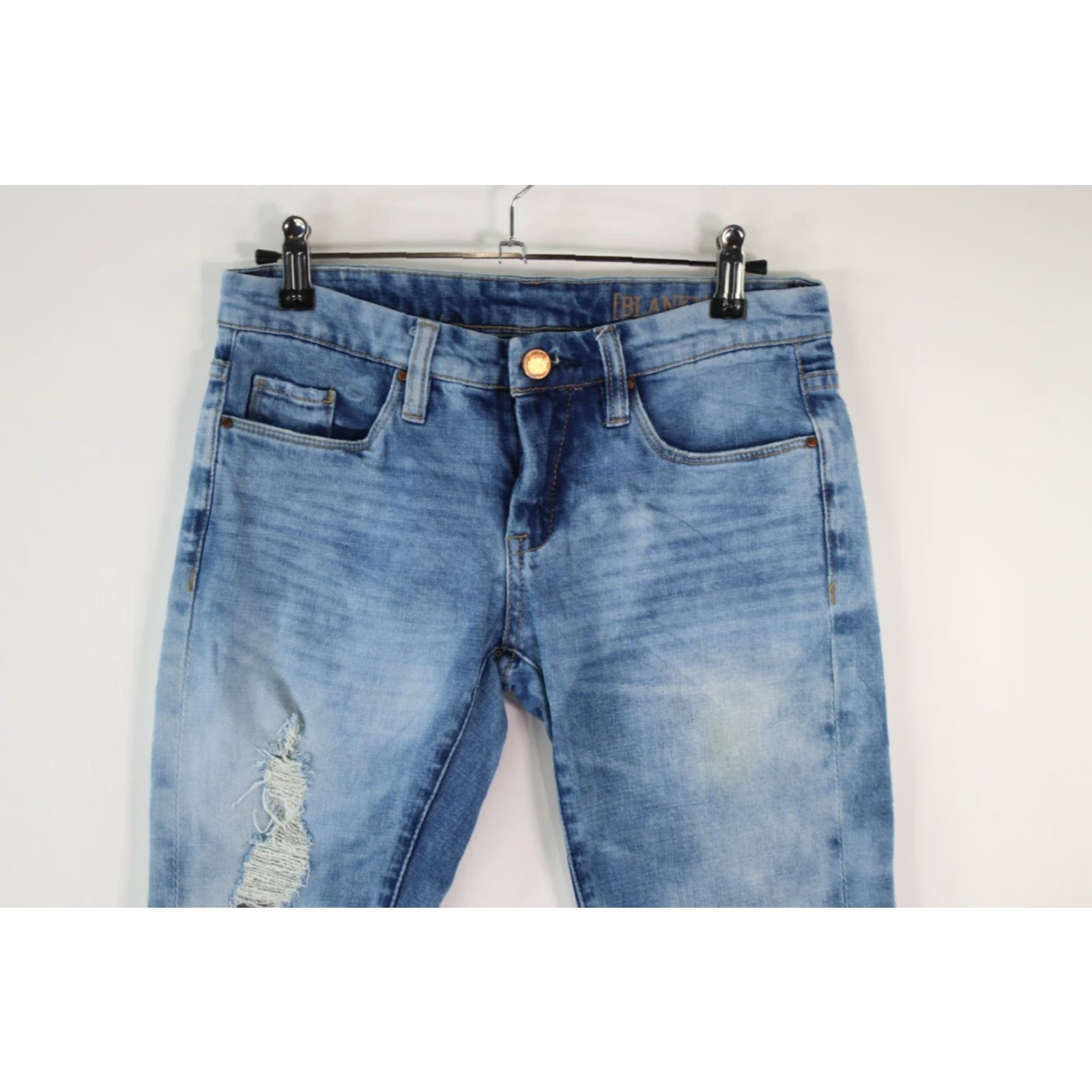 Vintage Blank Nyc Jeans Womens Regular Distressed Low Rise Blue Denim Skinny Size 25 Size 42" / US 20 - 3 Thumbnail