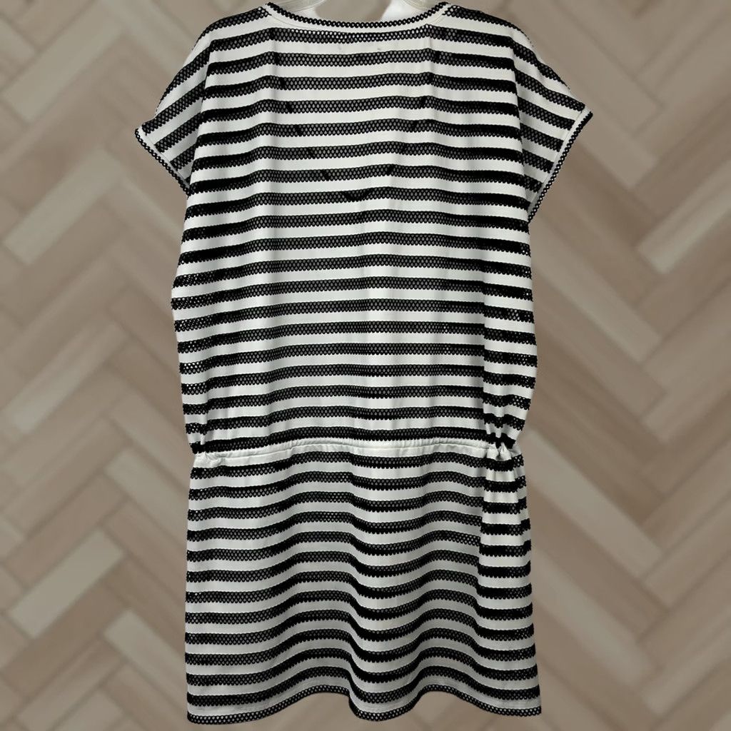 Calvin Klein Calvin Klein Womens Large Striped Cover Up - Drawstring Pockets - Black Polyester Spandex Size ONE SIZE - 1 Thumbnail