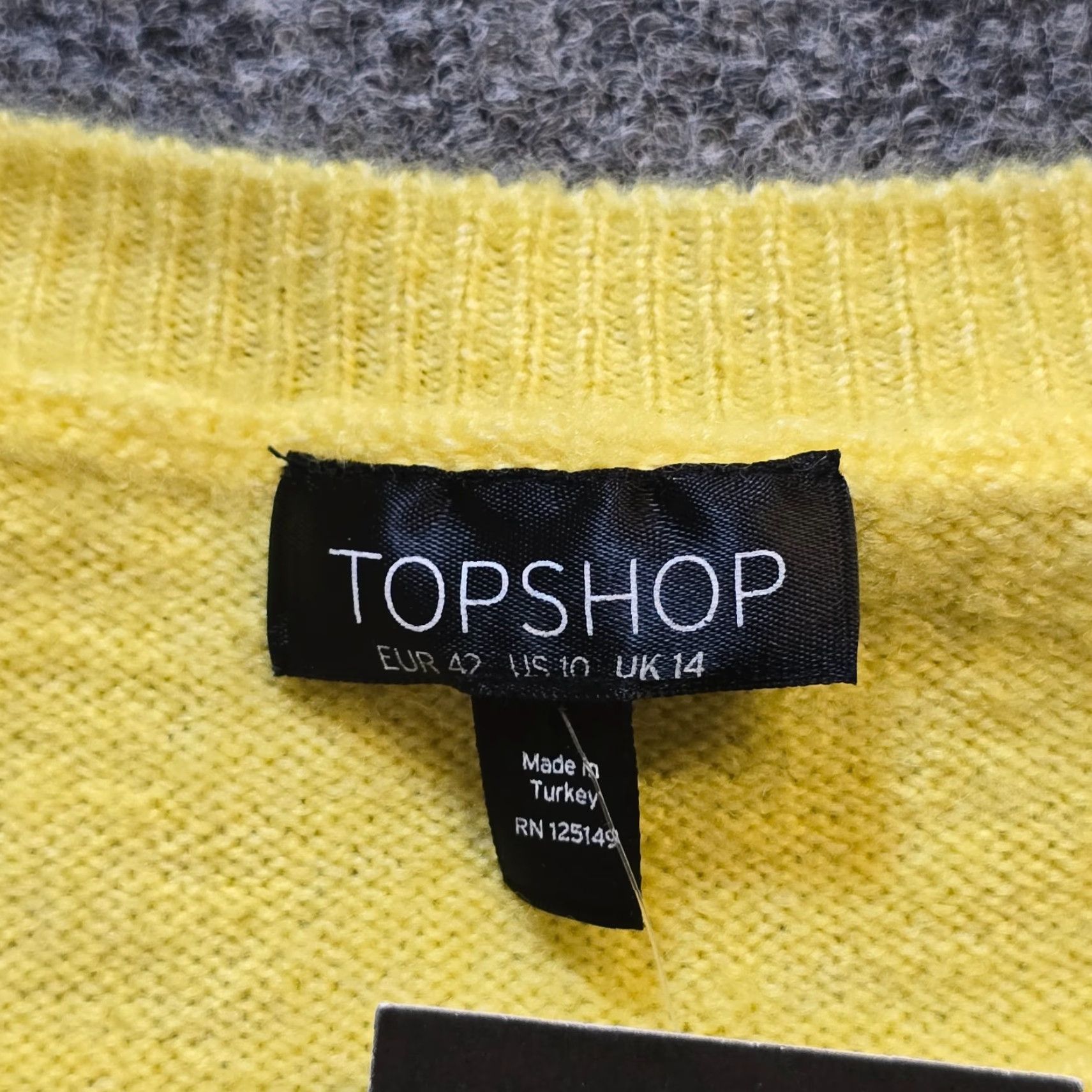 Topshop TopShop Sweater Womens Size 10 Yellow Knit Cropped Long Sleeve Casual Crew Neck Pullover Oversized Regular Winter Spring Fall Size L / US 10 / IT 46 - 3 Thumbnail