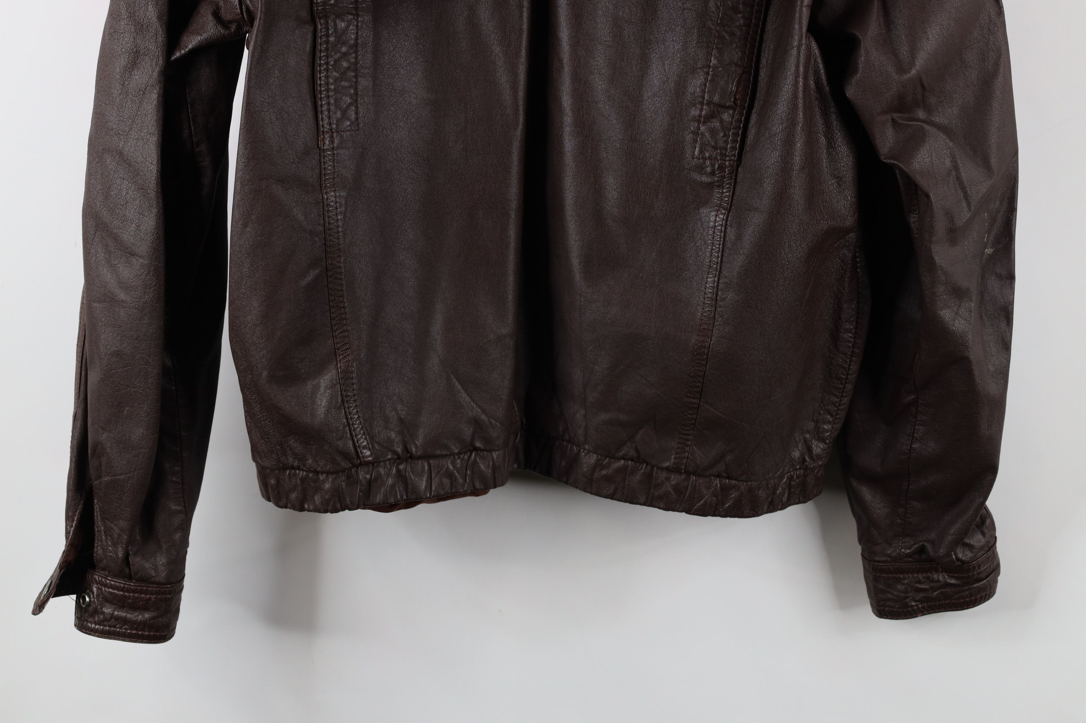 Vintage Vintage 70s Streetwear Hooded Leather Bomber Jacket Brown Size US L / EU 52-54 / 3 - 18 Thumbnail