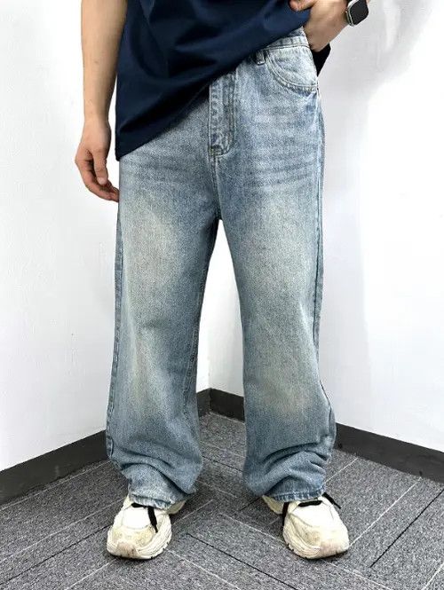 VIBE Retro distressed straight loose trendy washed simple jeans Size US 32 / EU 48 - 1 Thumbnail