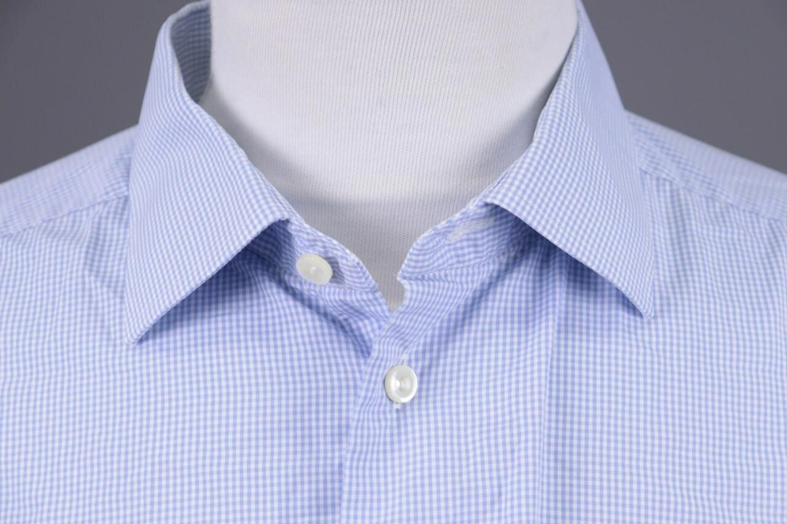 Eton Eton Contemporary Blue Check Dress Shirt Size 45 / 17 Size US M / EU 48-50 / 2 - 2 Thumbnail