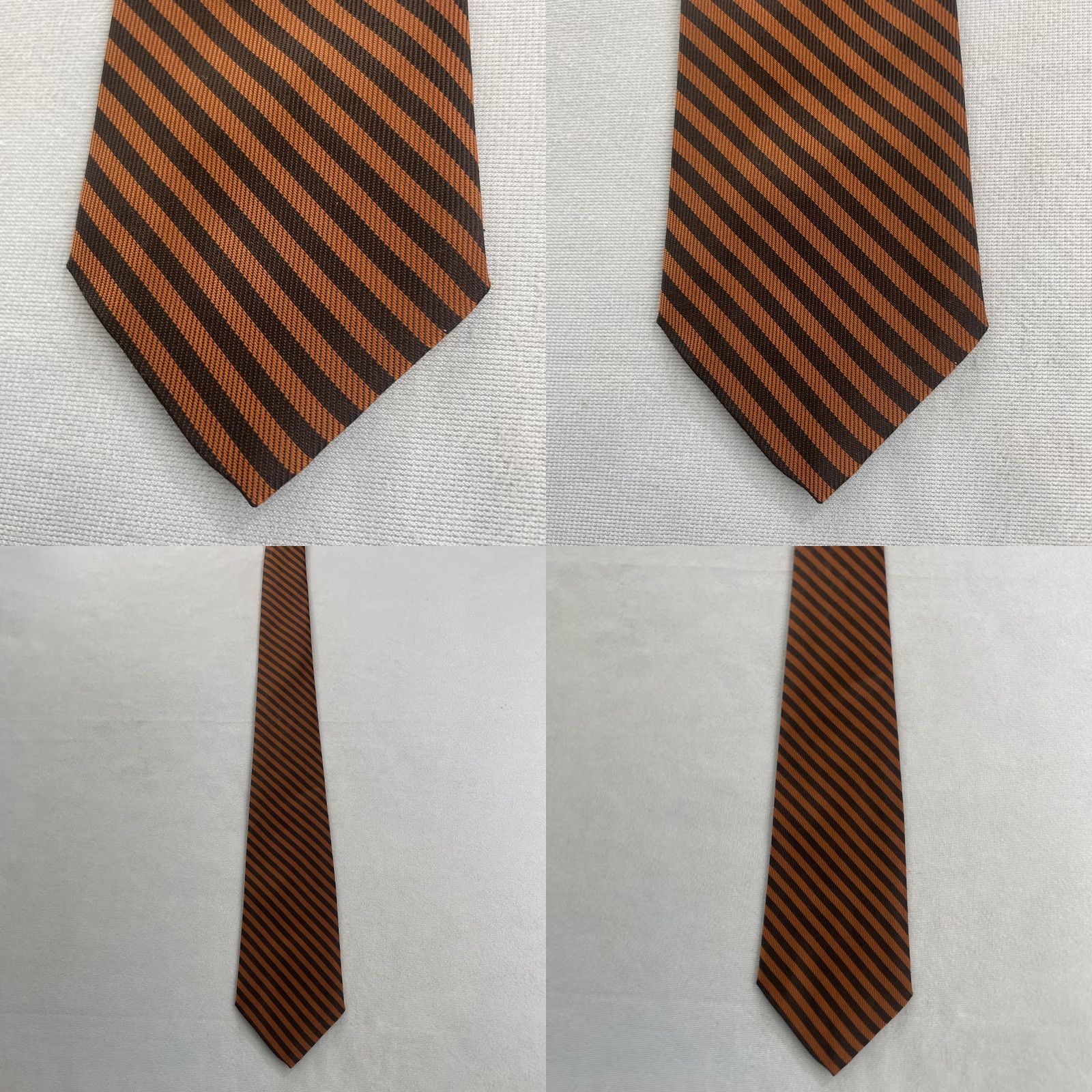 MCM VINTAGE Art Necktie Repp Tie 3x56 Brown Orange Striped Woven Polyester Mens Tie Size ONE SIZE - 9 Thumbnail