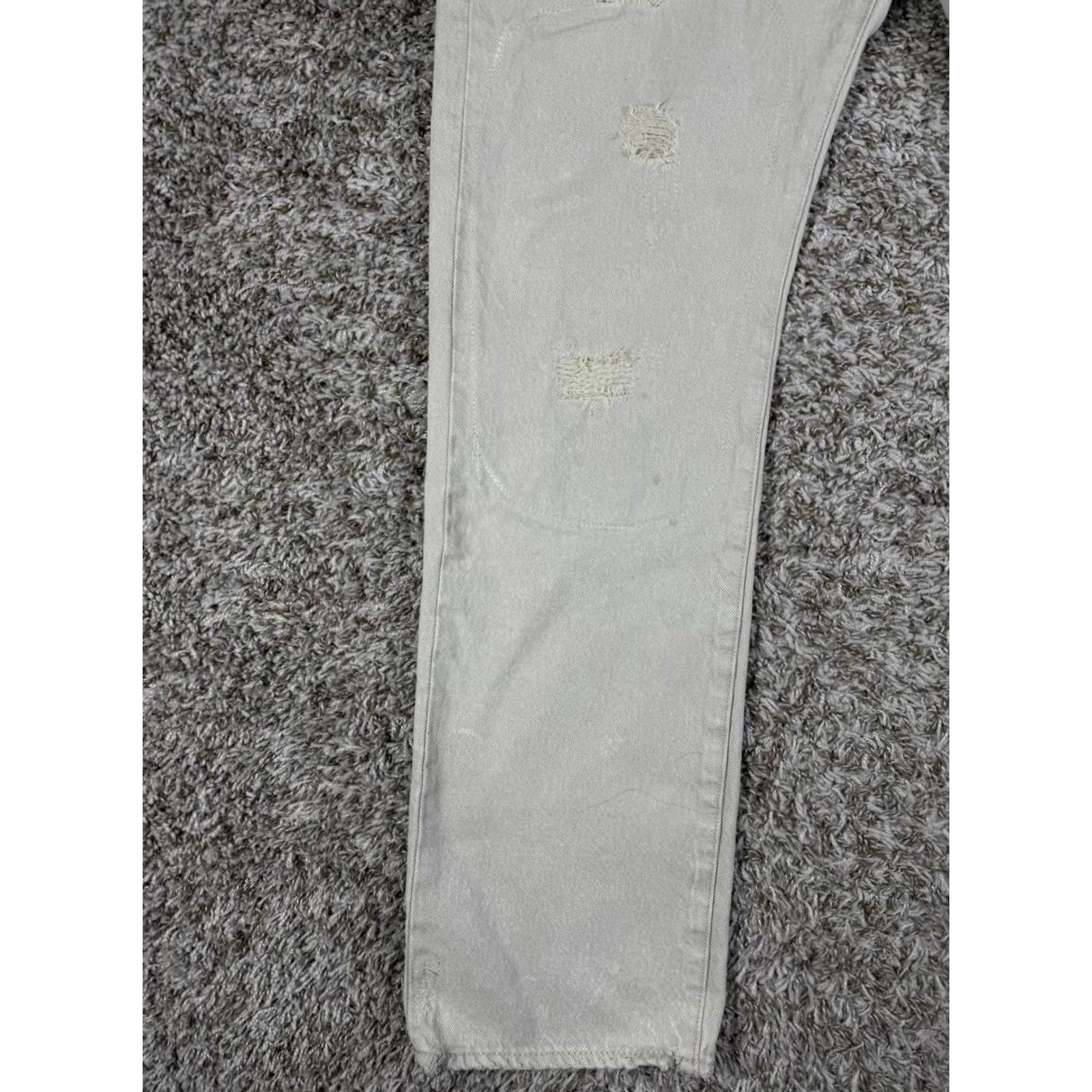 Levi's Levi's 501 Distressed Patchwork Denim Light Gray Jeans Men's 34x32 Regular Inseam 32 Cotton Denim Straight Mexico Mens Sz 34x32 Size US 34 / EU 50 - 4 Thumbnail