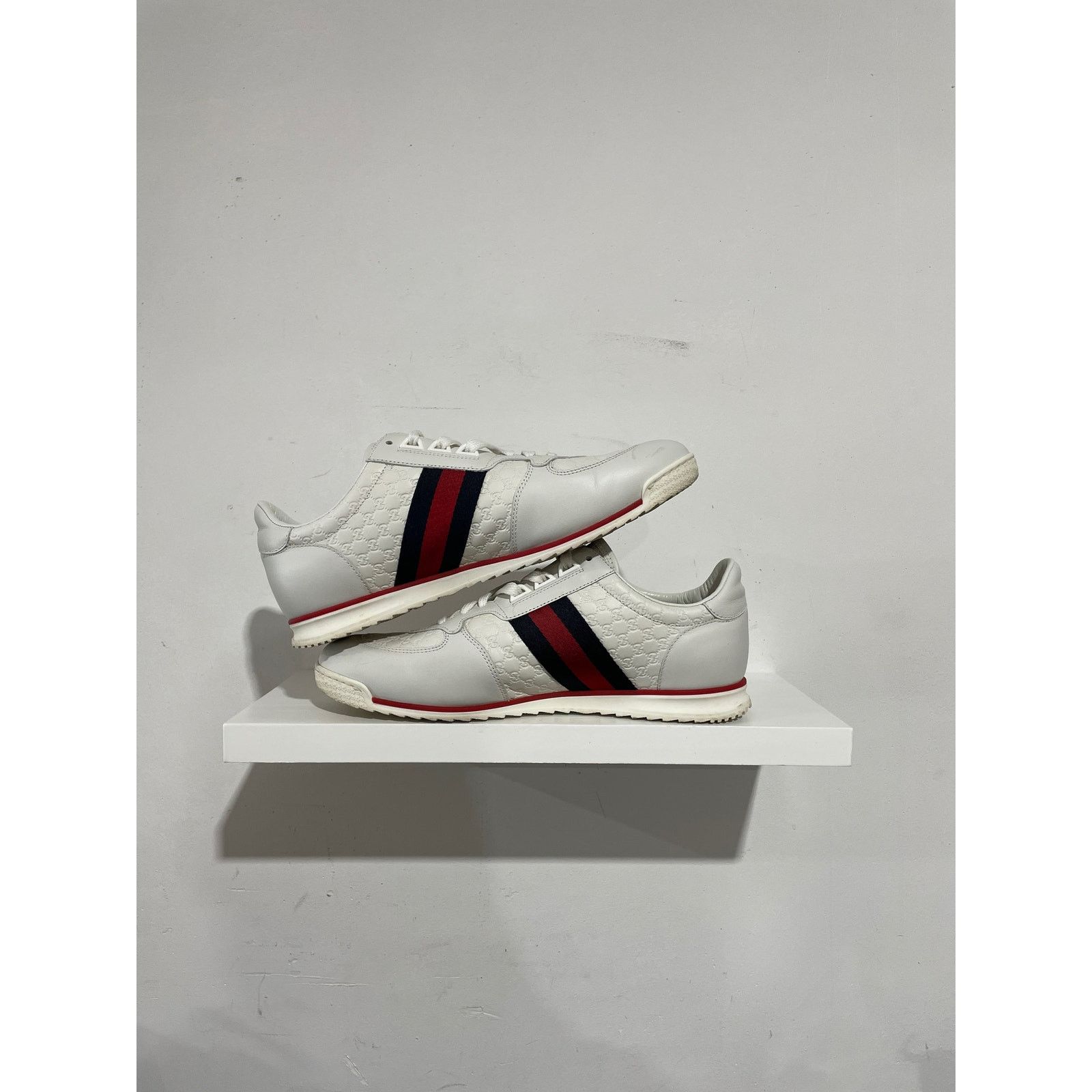 Gucci GUCCI LEATHER WEB SNEAKER WHITE SIZE 9 Size US 9 / EU 42 - 4 Thumbnail