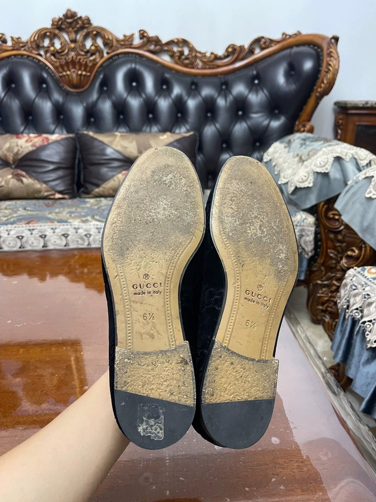 Gucci Gucci Men's Classic Velvet Full Logo Versatile 6.5 Size US 6.5 / EU 39-40 - 6 Thumbnail
