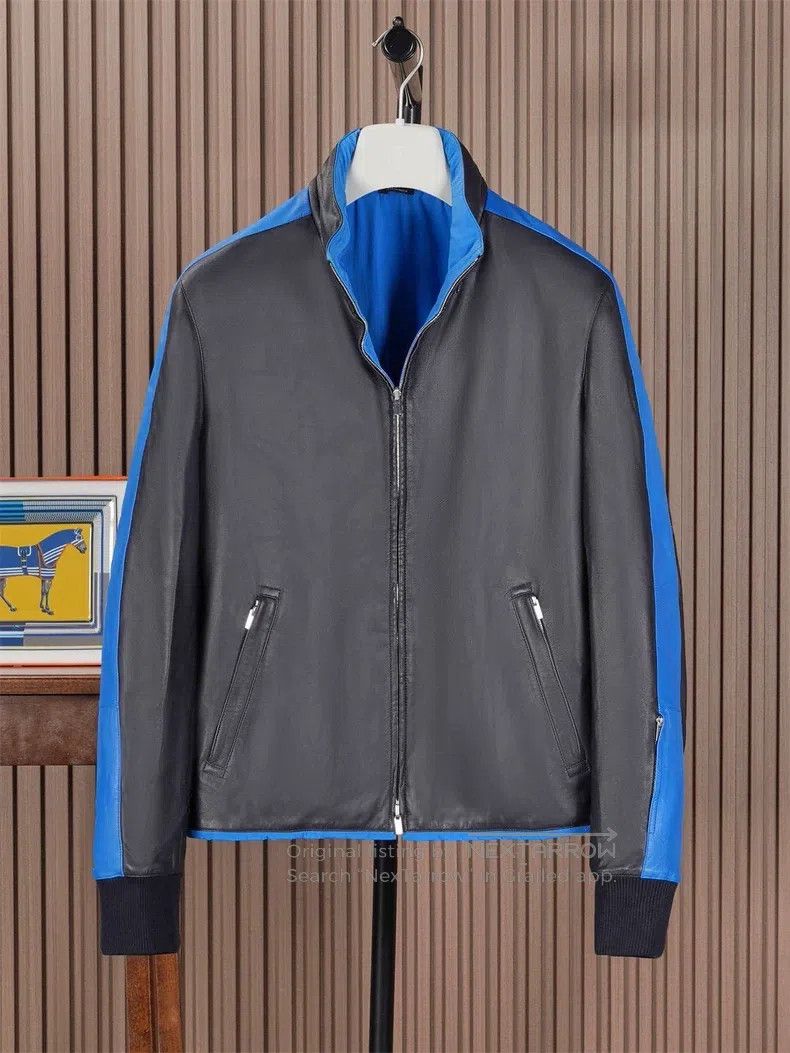 Hermes Hermes Double-Faced Mens Runway Leather Jacket Size US M / EU 48-50 / 2 - 1 Thumbnail