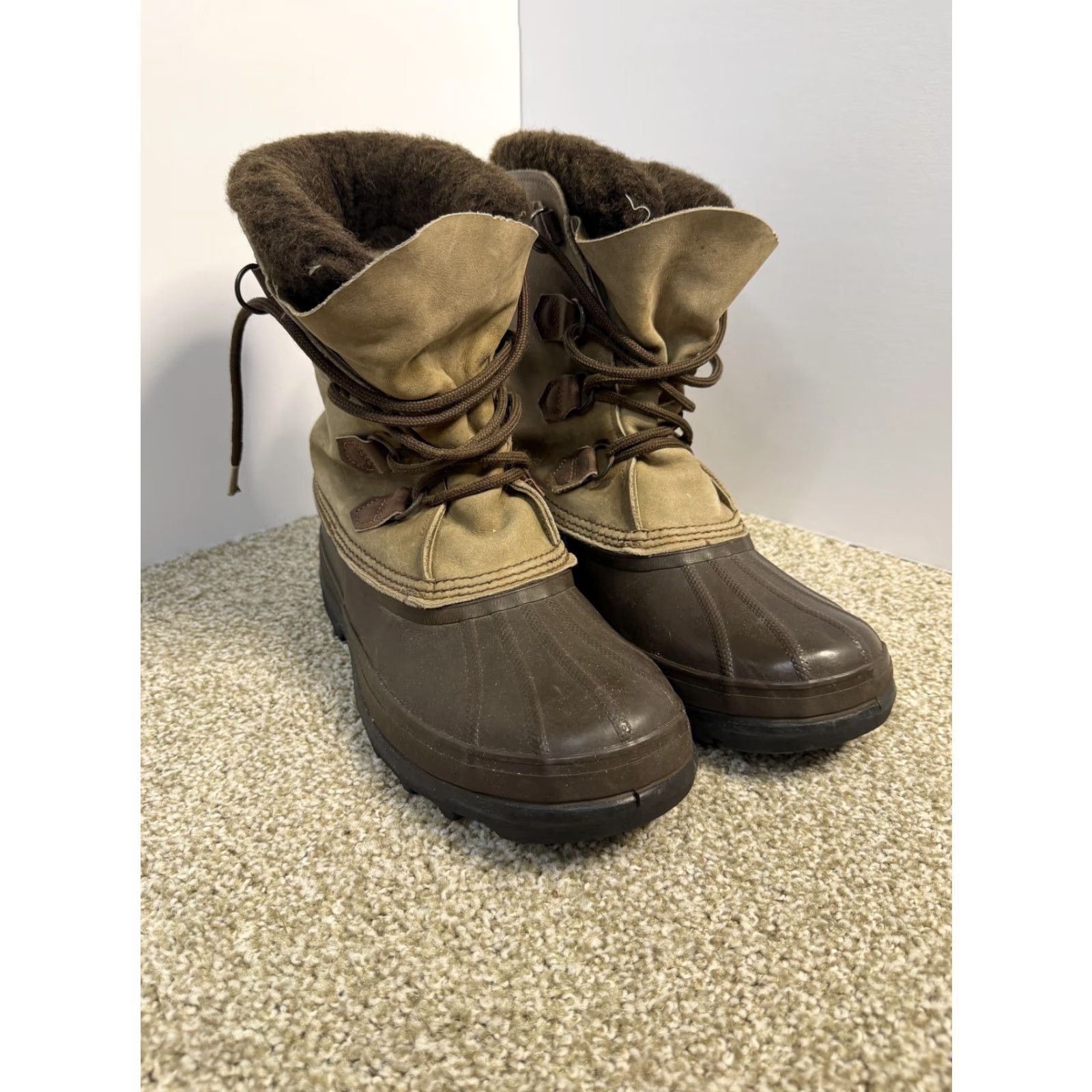 SOREL VINTAGE Sorel Bighorn Snow Boots Mens 10 Brown Leather Waterproof Insulated Made In Canada Shoes Boot Winter Mens Size US 10 / EU 43 - 2 Thumbnail