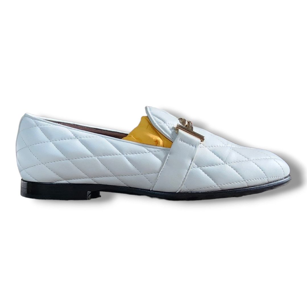 image of Tods Tod's Double T White Leather Quilted Loafer Size 35.5, Women's