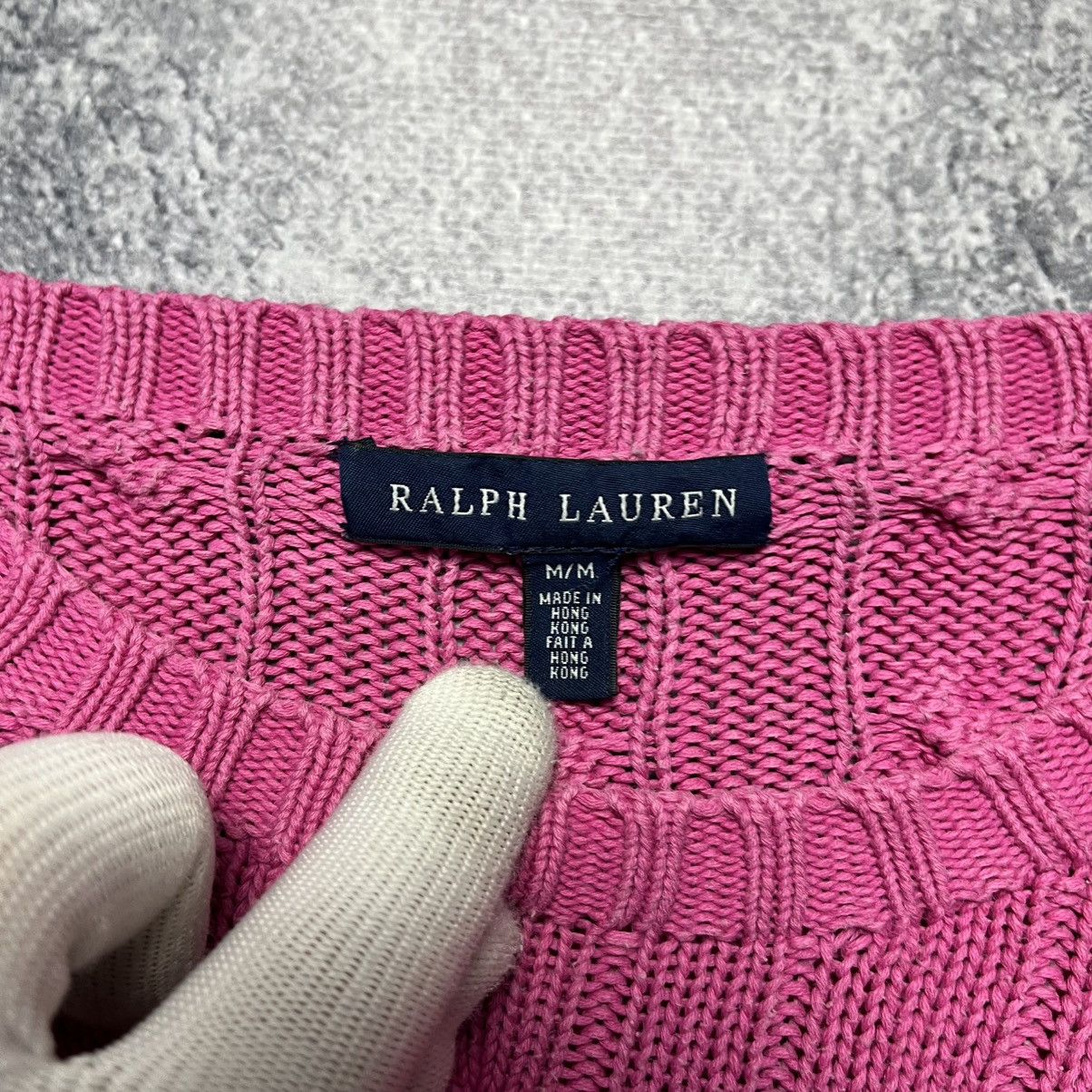 Ralph Lauren Vintage Ralph Lauren Pink Cable Knit Sweater Streetwear Y2K Size M / US 6-8 / IT 42-44 - 5 Thumbnail