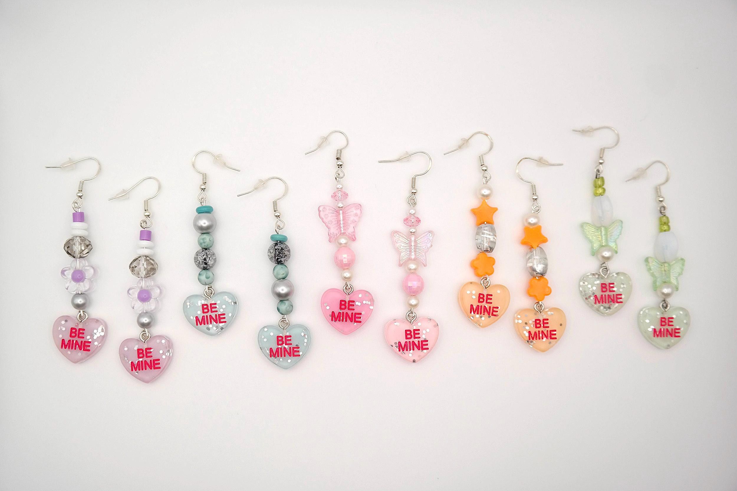 Handmade Valentine Candy Heart Earrings Size ONE SIZE - 1 Thumbnail
