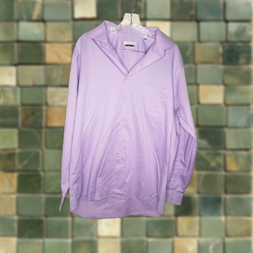 Van Heusen Van Heusen Dress Shirt Long Sleeve 16.5 Purple Mens Size Medium? Size 42R - 1 Thumbnail