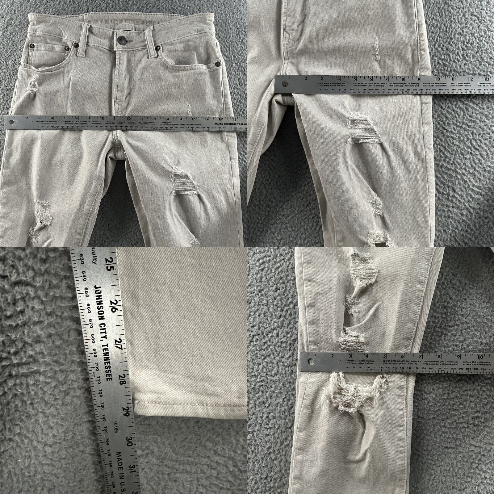 American Eagle Outfitters VINTAGE American Eagle Jeans Athletic Skinny Distressed 29x29 Beige Cotton Blend Mens Jeans Size US 29 - 8 Thumbnail