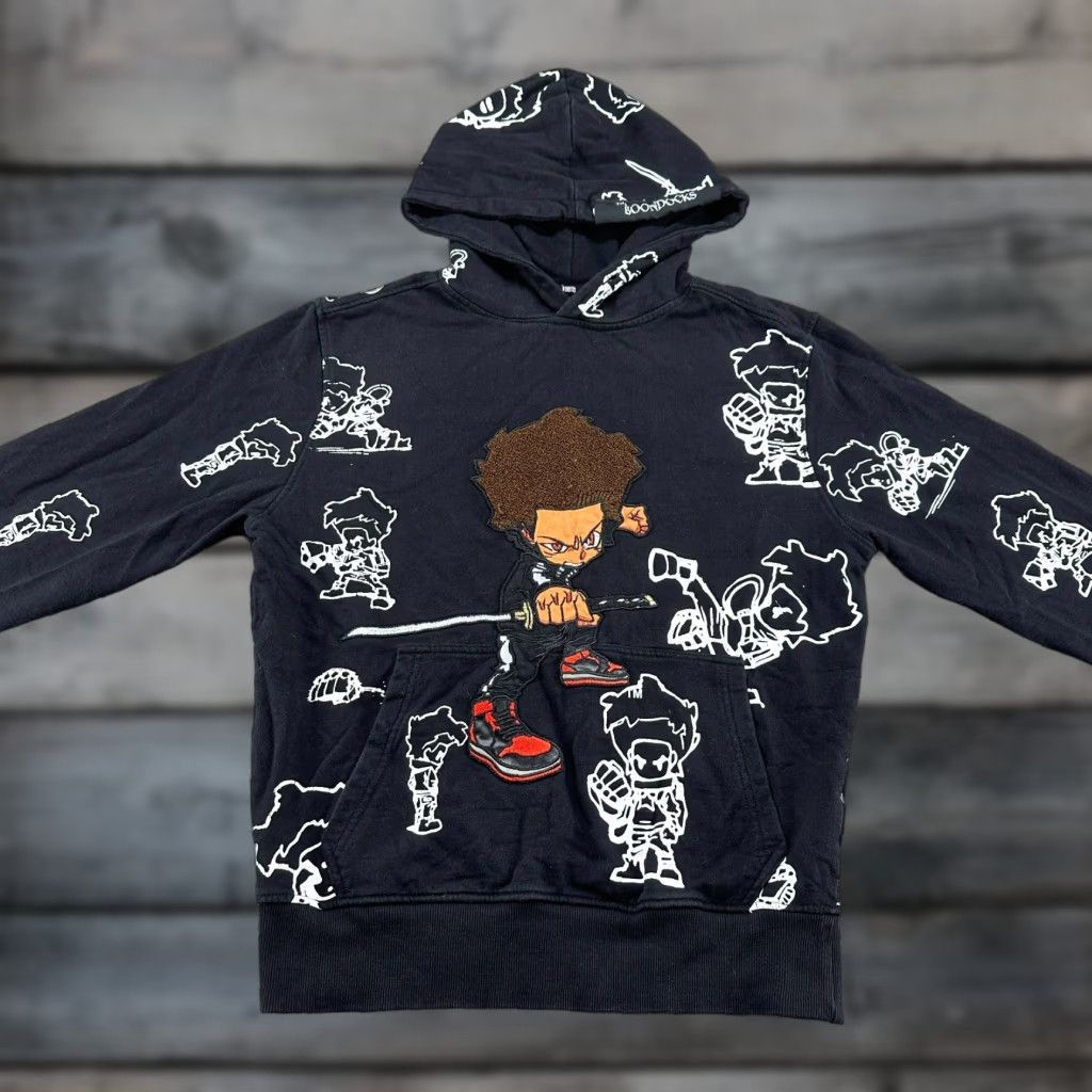 Etro VINTAGE The Boondocks Hoodie Mens L Black Pullover Ninja Chenille AOP Embroidered Logo Zipper Size US L / EU 52-54 / 3 - 1 Thumbnail