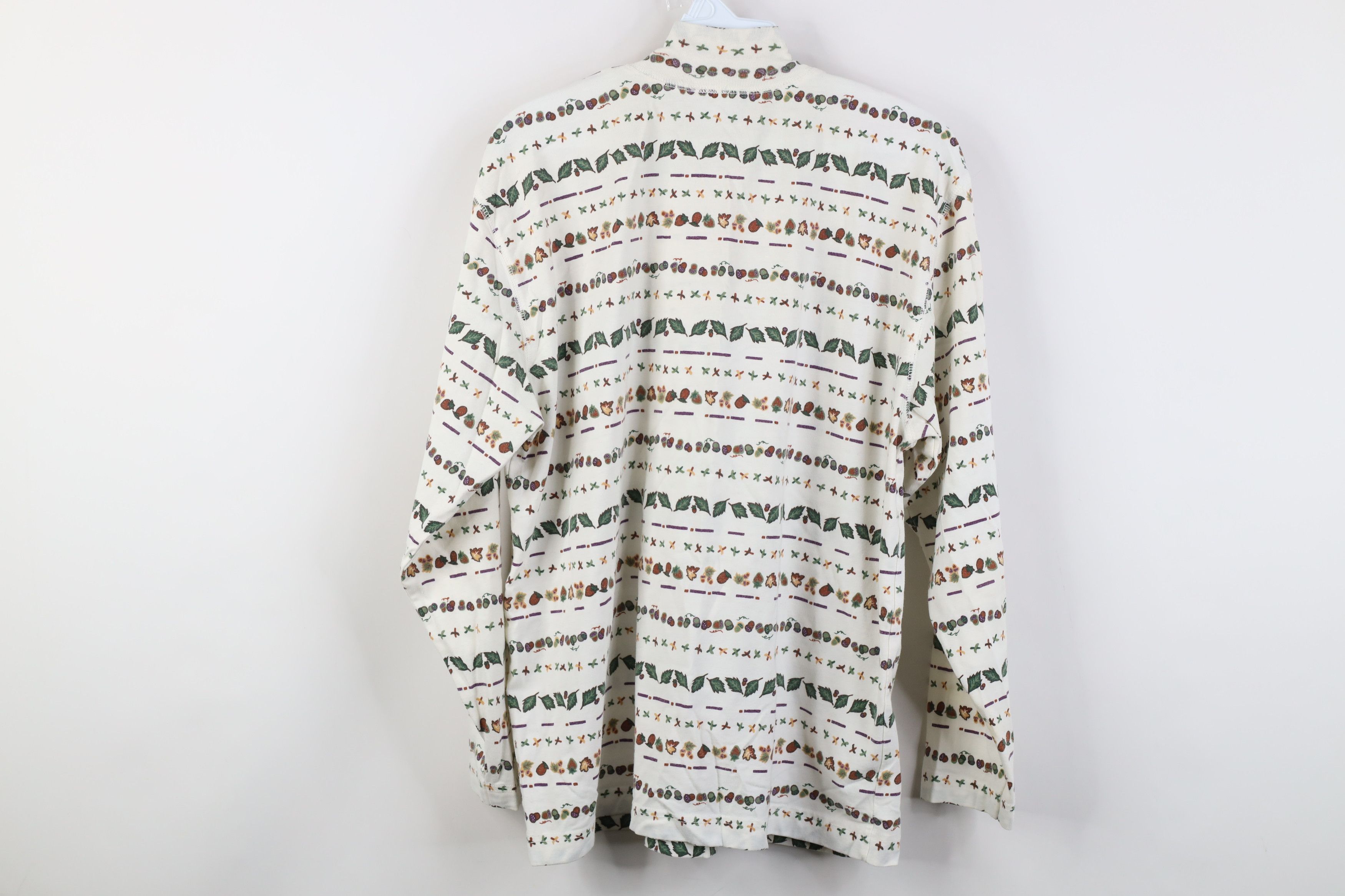 Vintage Vintage 90s Streetwear Fall Leaf Acorn Mock Neck T-Shirt Size L / US 10 / IT 46 - 8 Thumbnail