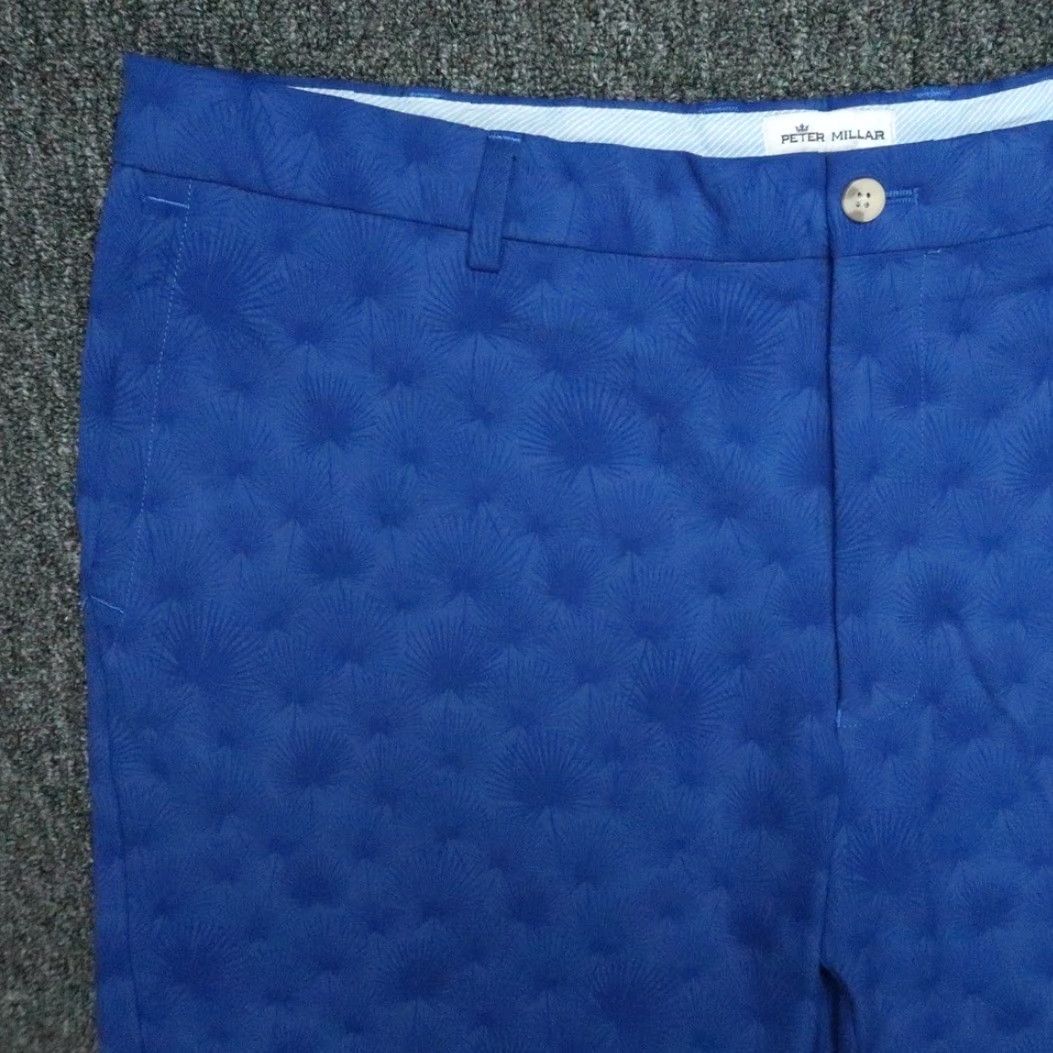 Peter Millar Peter Millar Shorts Mens 40 Blue Carrboro Fan Palm Chino Performance Twill Floral Breathable Lightweight Pockets Size US 40 / EU 56 - 2 Thumbnail