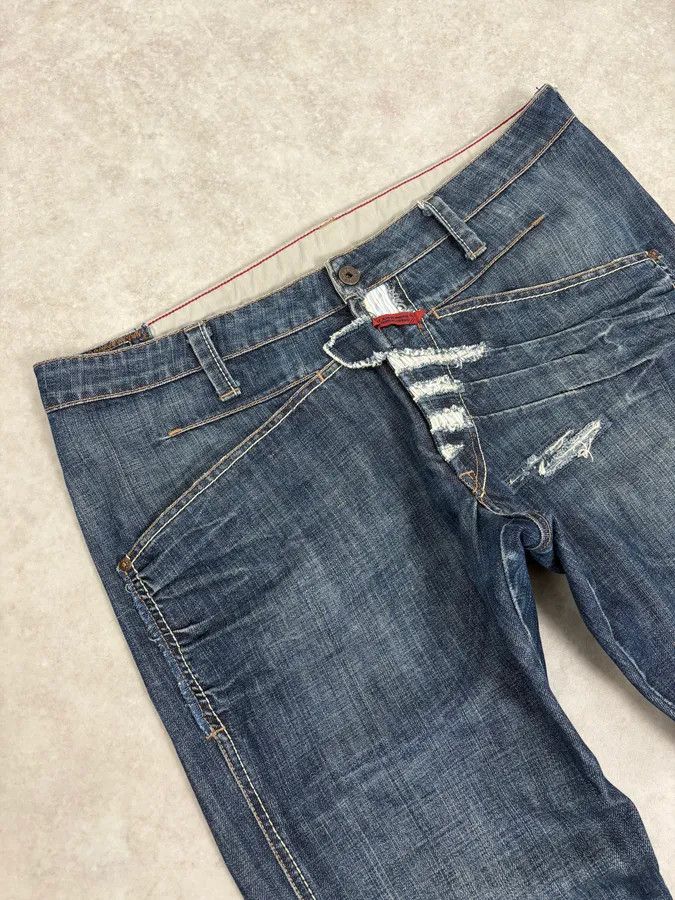 Marithe + Francois Girbaud 2000s Marithé + François Girbaud Blue Distressed Denim Jeans Size US 34 / EU 50 - 6 Thumbnail