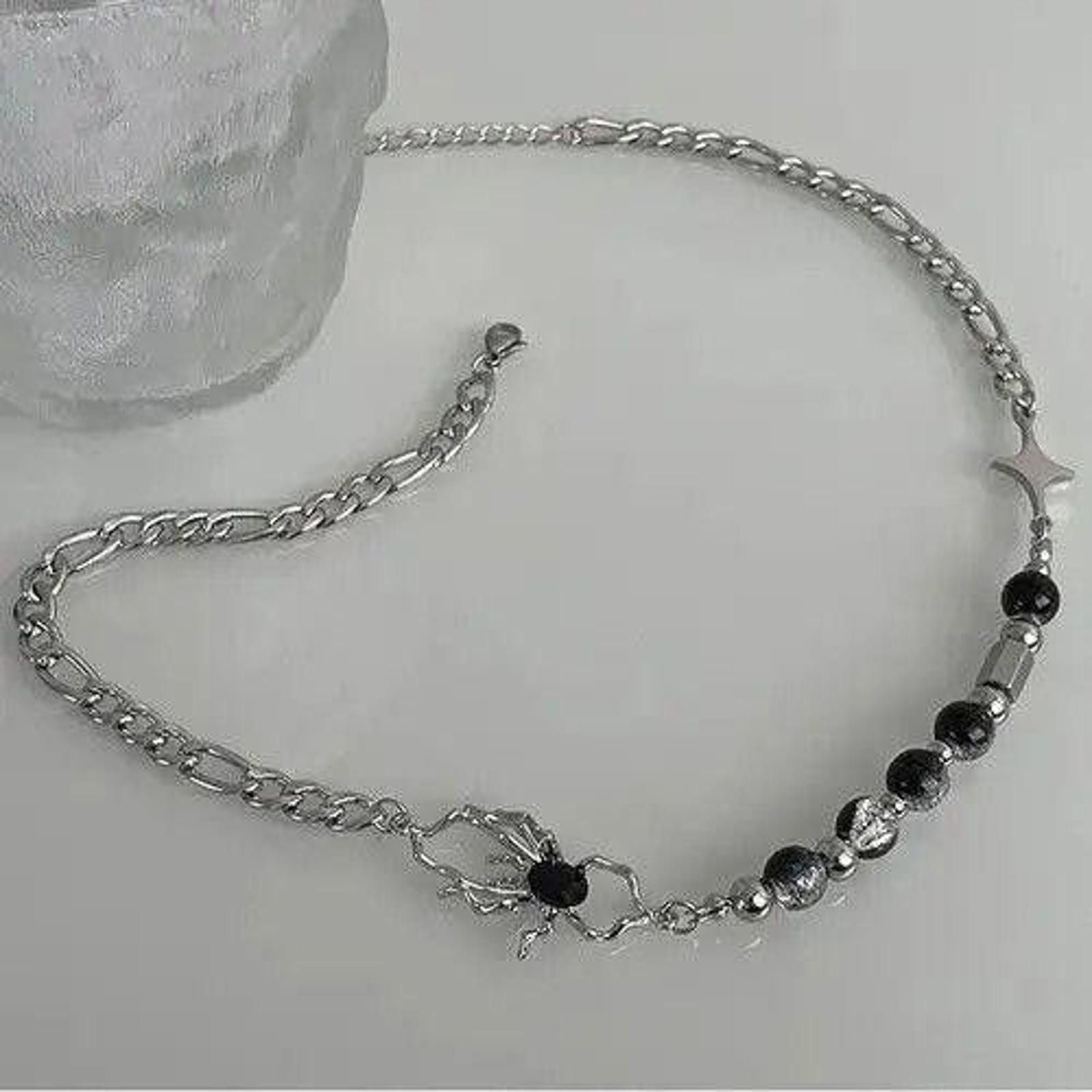 Jewelry Titanium Steel Spider Crystal Beads Necklace for Men Women Size ONE SIZE - 4 Thumbnail
