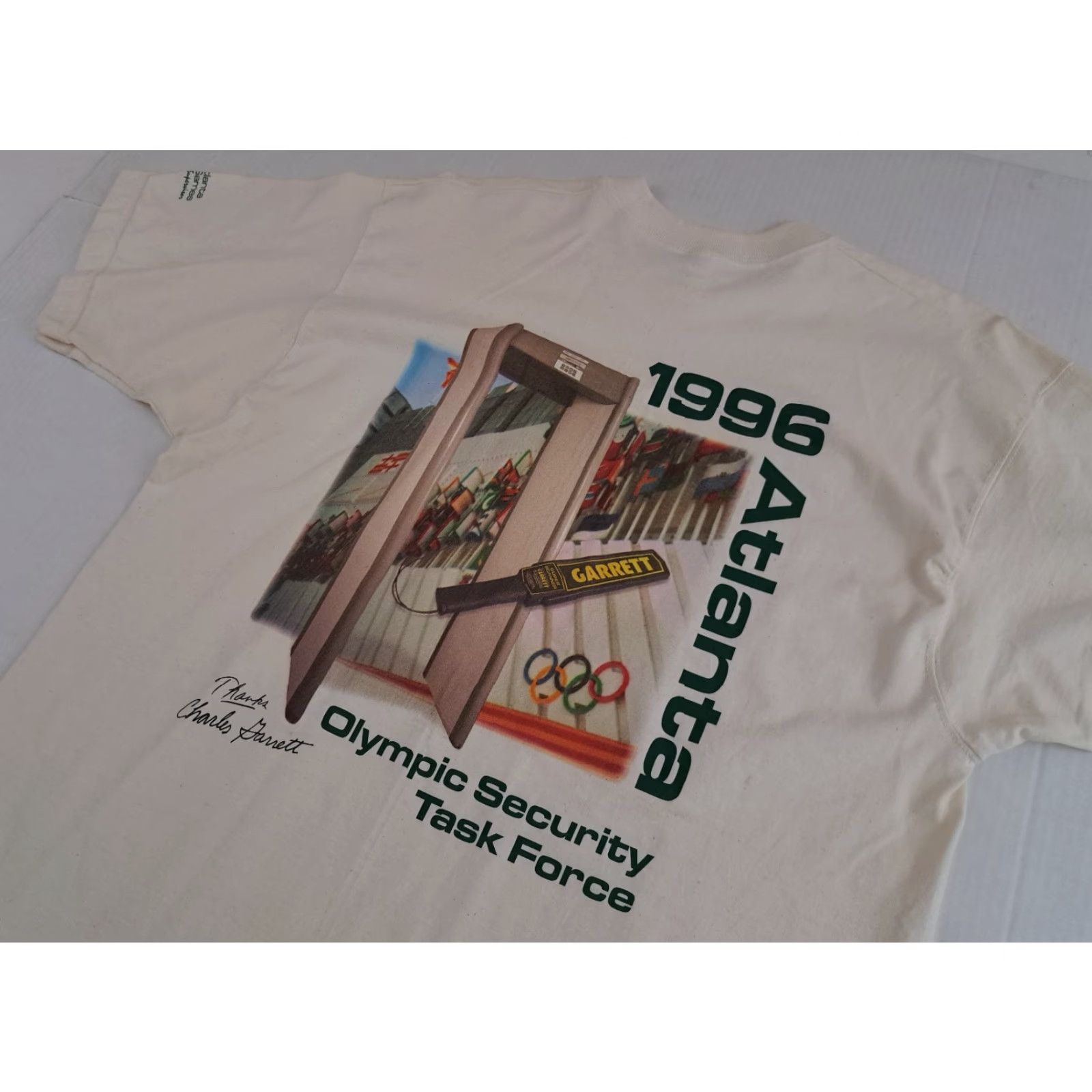 Fruit Of The Loom Vintage Team Garrett Metal Detectors 1996 Atlanta Olympics T-Shirt USA Made LG Size US L / EU 52-54 / 3 - 7 Thumbnail