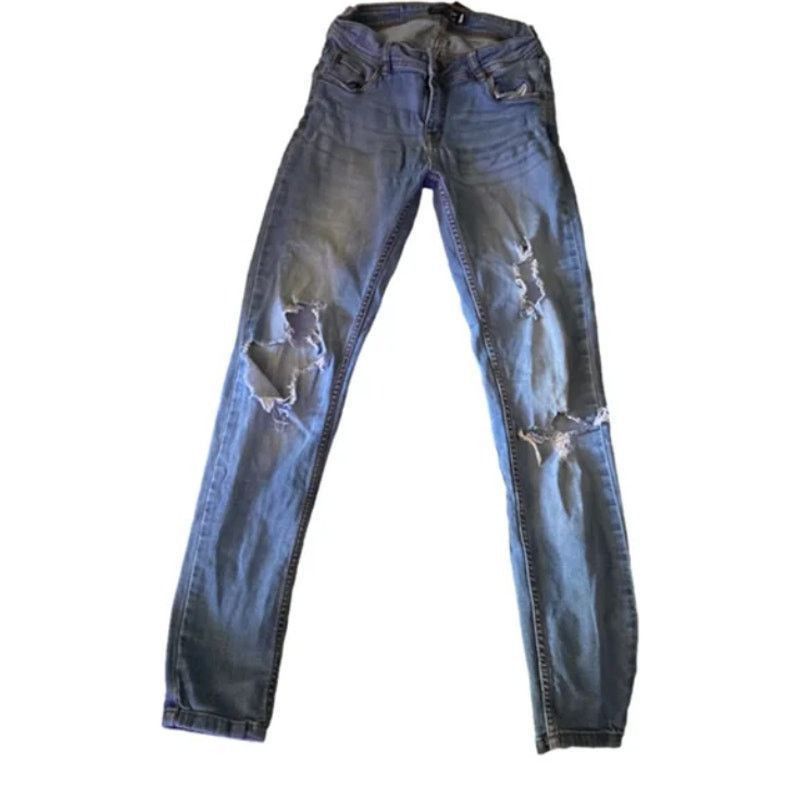 Other Blue Age Distressed Skinny Jeans Grunge Y2K Denim Size 5 Size 25" / US 0 / IT 36 - 2 Thumbnail