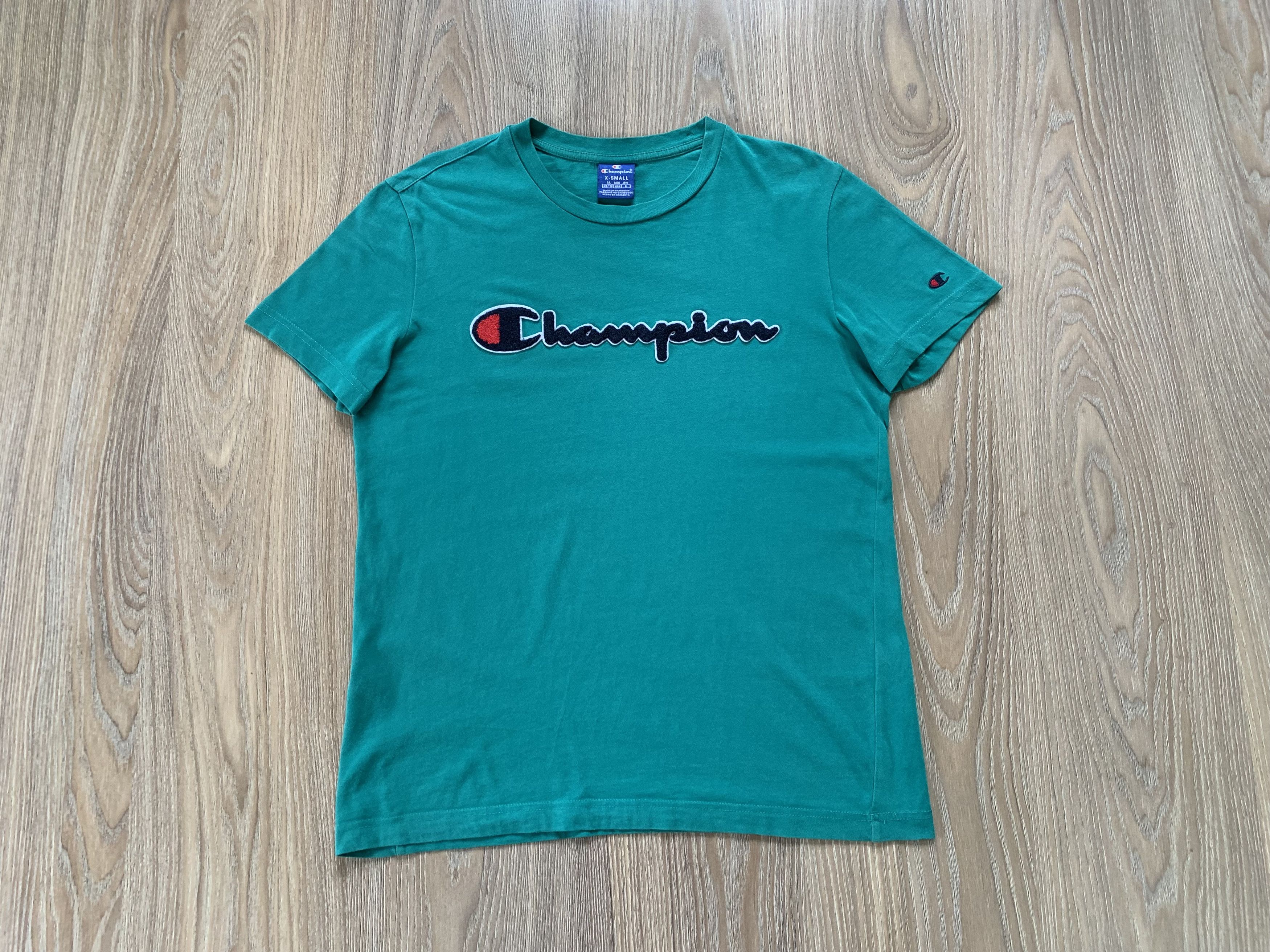 Champion × Vintage Champion Turquoise Vintage Big Logo Cotton T-Shirt Size US XS / EU 42 / 0 - 2 Thumbnail