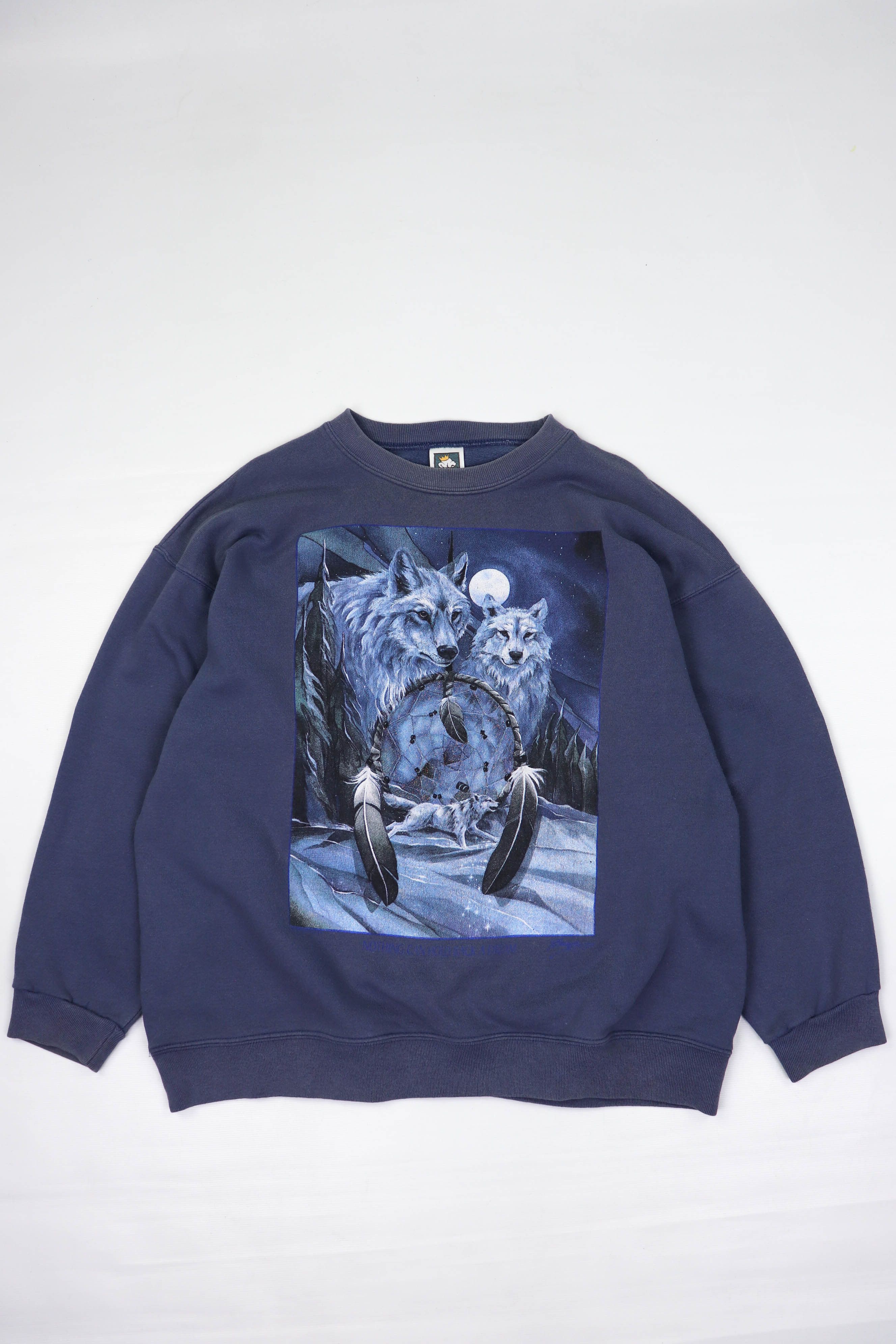 Vintage Vintage 90s Wolfs Graphics Sun Faded Crewneck Sweatshirt Size L / US 10 / IT 46 - 1 Thumbnail