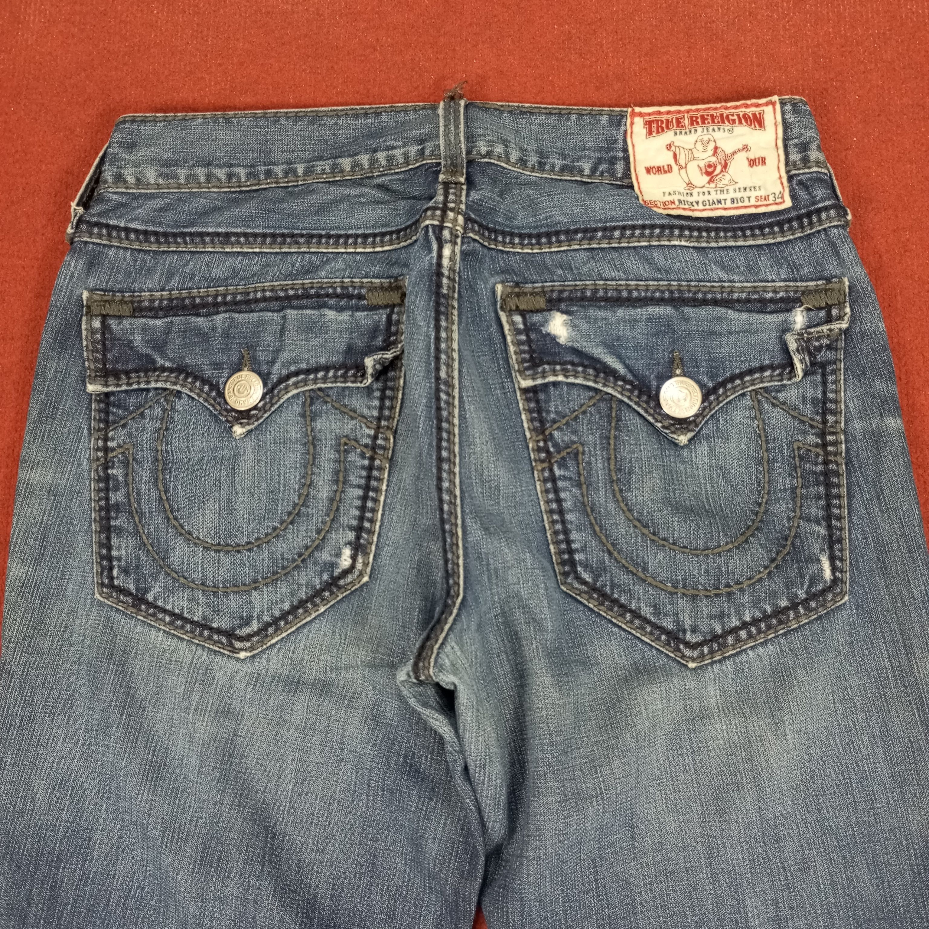 True Religion × Vintage True Religion Ricky Giant Big T Streetwear Style Jeans Size US 34 / EU 50 - 2 Thumbnail
