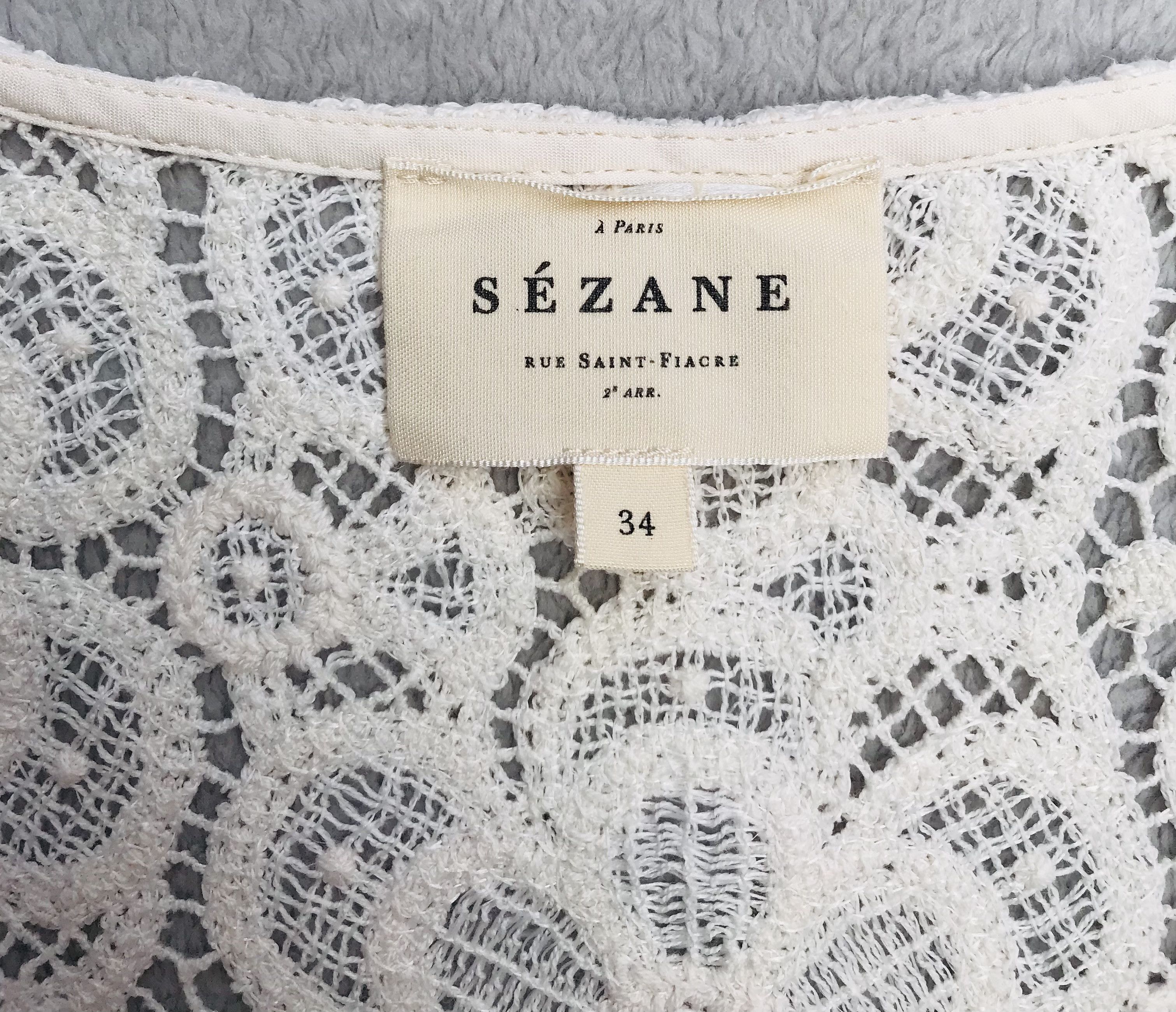 Sezane Sezane Paris Emma Blouse Ecru Lace T-shirt Top Button Size XS / US 0-2 / IT 36-38 - 7 Thumbnail