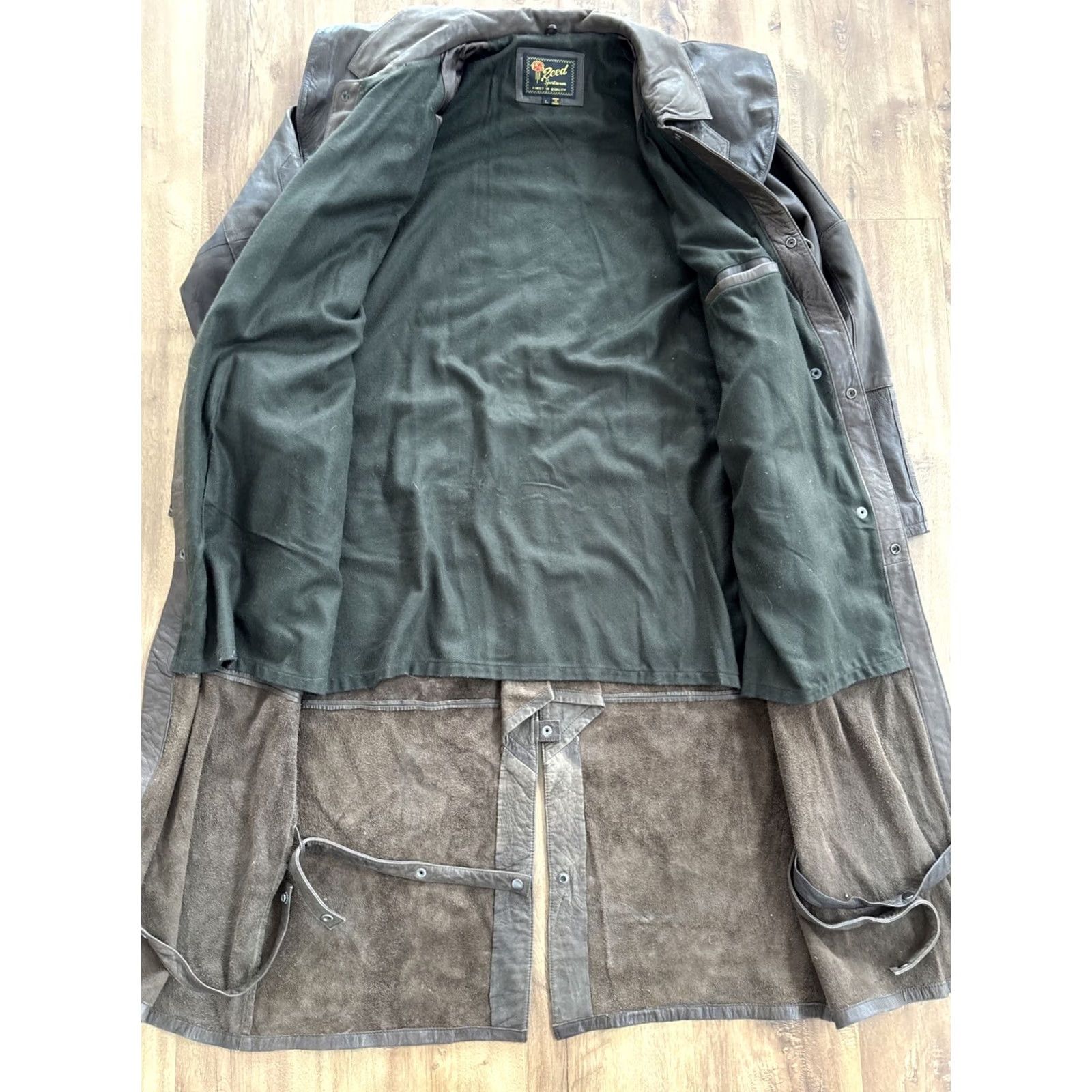 Vintage VTG Reed Leather Duster Coat Mens L Brown Western Long Jacket Trench Coat Button Front Size US L / EU 52-54 / 3 - 5 Thumbnail