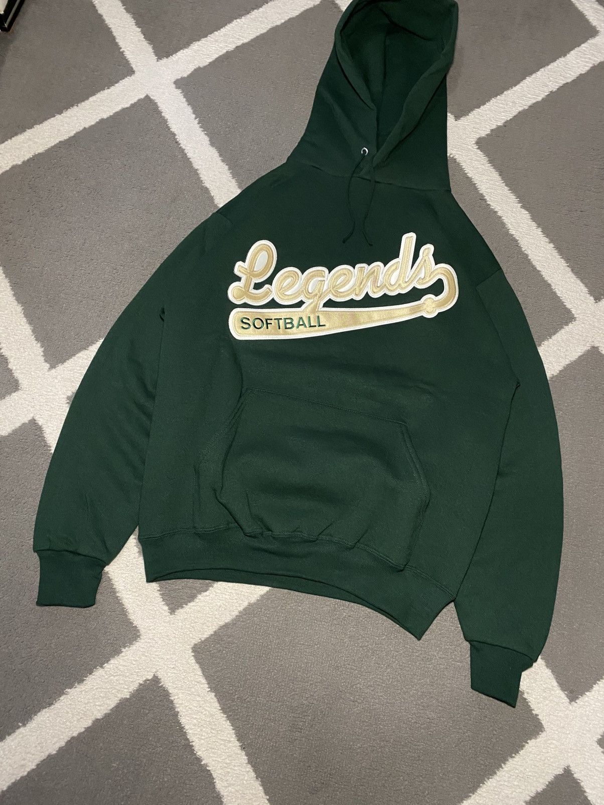 Jerzees × Vintage Vintage 00’s Y2K Jerzees basic bottle green Hoodie Size M / US 6-8 / IT 42-44 - 3 Thumbnail